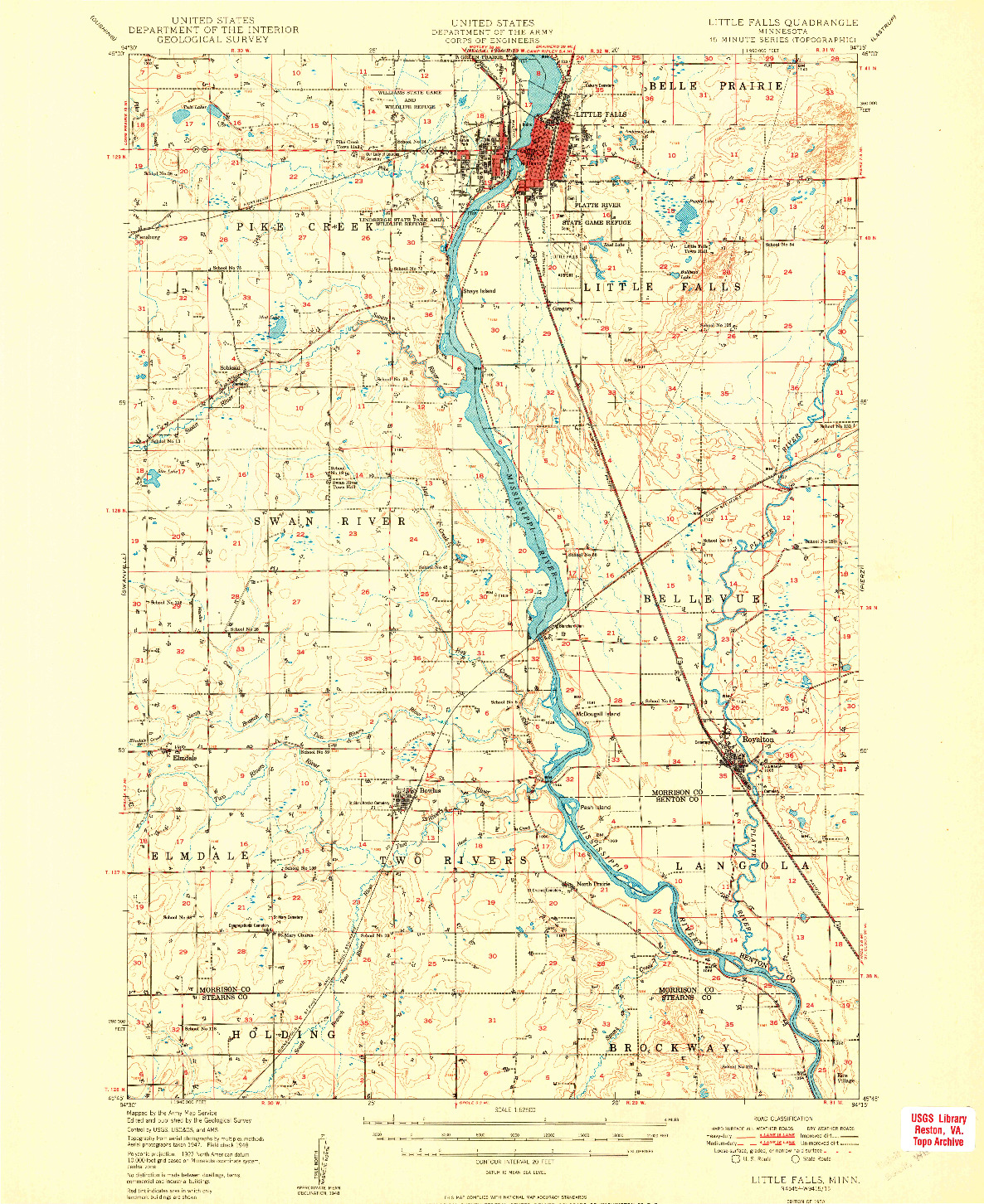 USGS 1:62500-SCALE QUADRANGLE FOR LITTLE FALLS, MN 1950