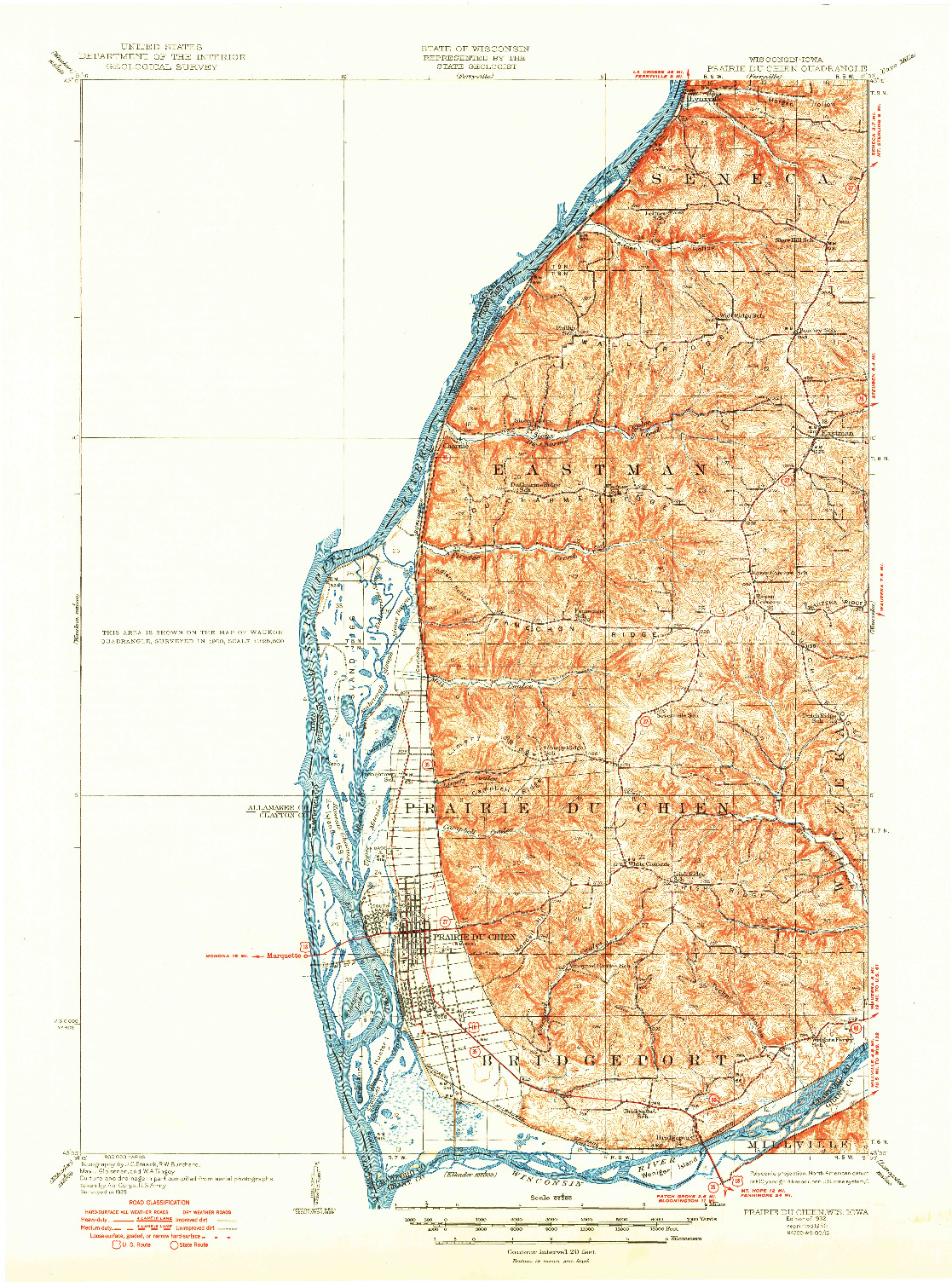 USGS 1:62500-SCALE QUADRANGLE FOR PRAIRIE DU CHIEN, WI 1932