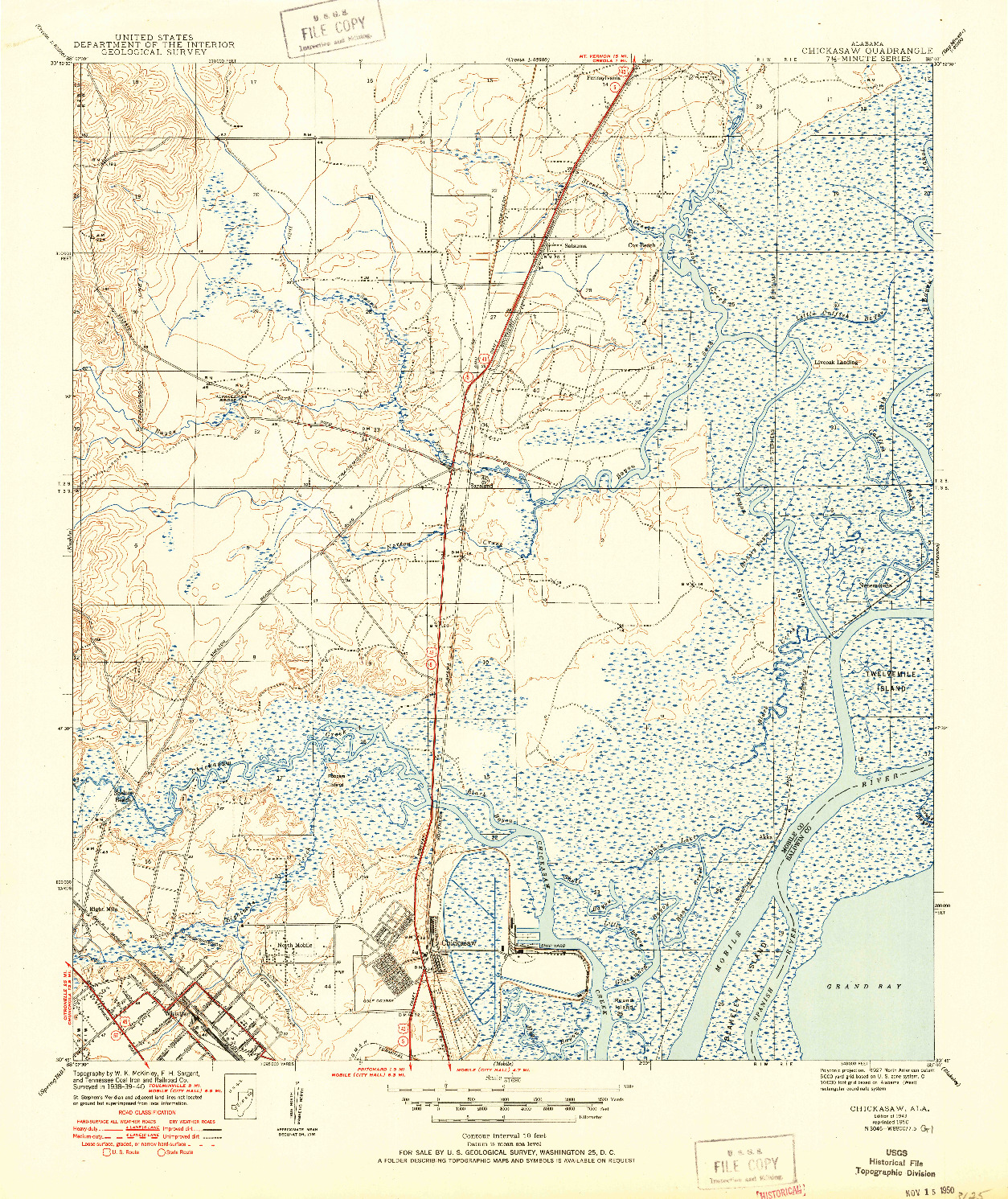 USGS 1:31680-SCALE QUADRANGLE FOR CHICKASAW, AL 1943