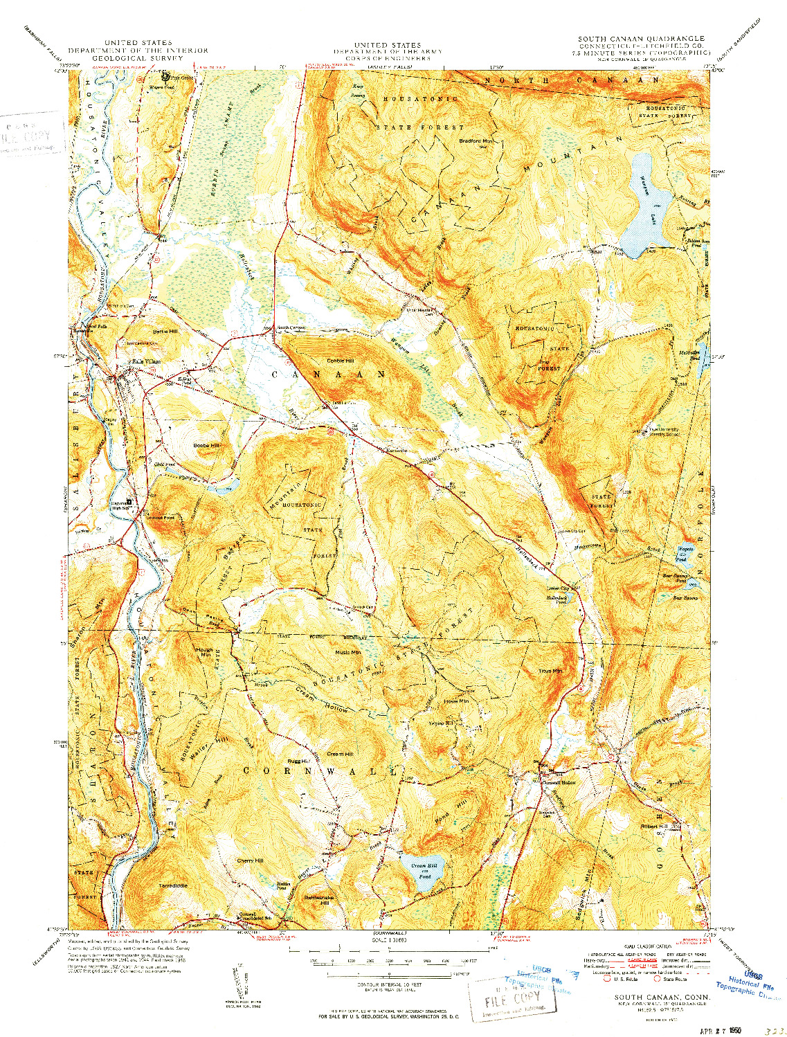 USGS 1:31680-SCALE QUADRANGLE FOR SOUTH CANAAN, CT 1950
