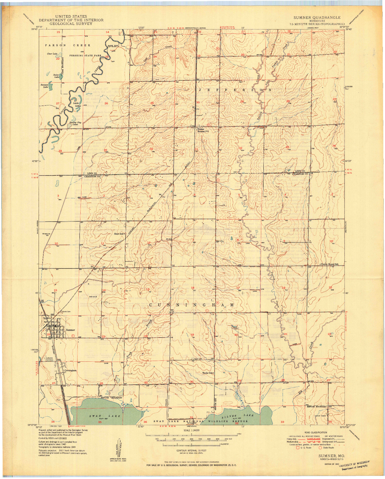 USGS 1:24000-SCALE QUADRANGLE FOR SUMNER, MO 1950