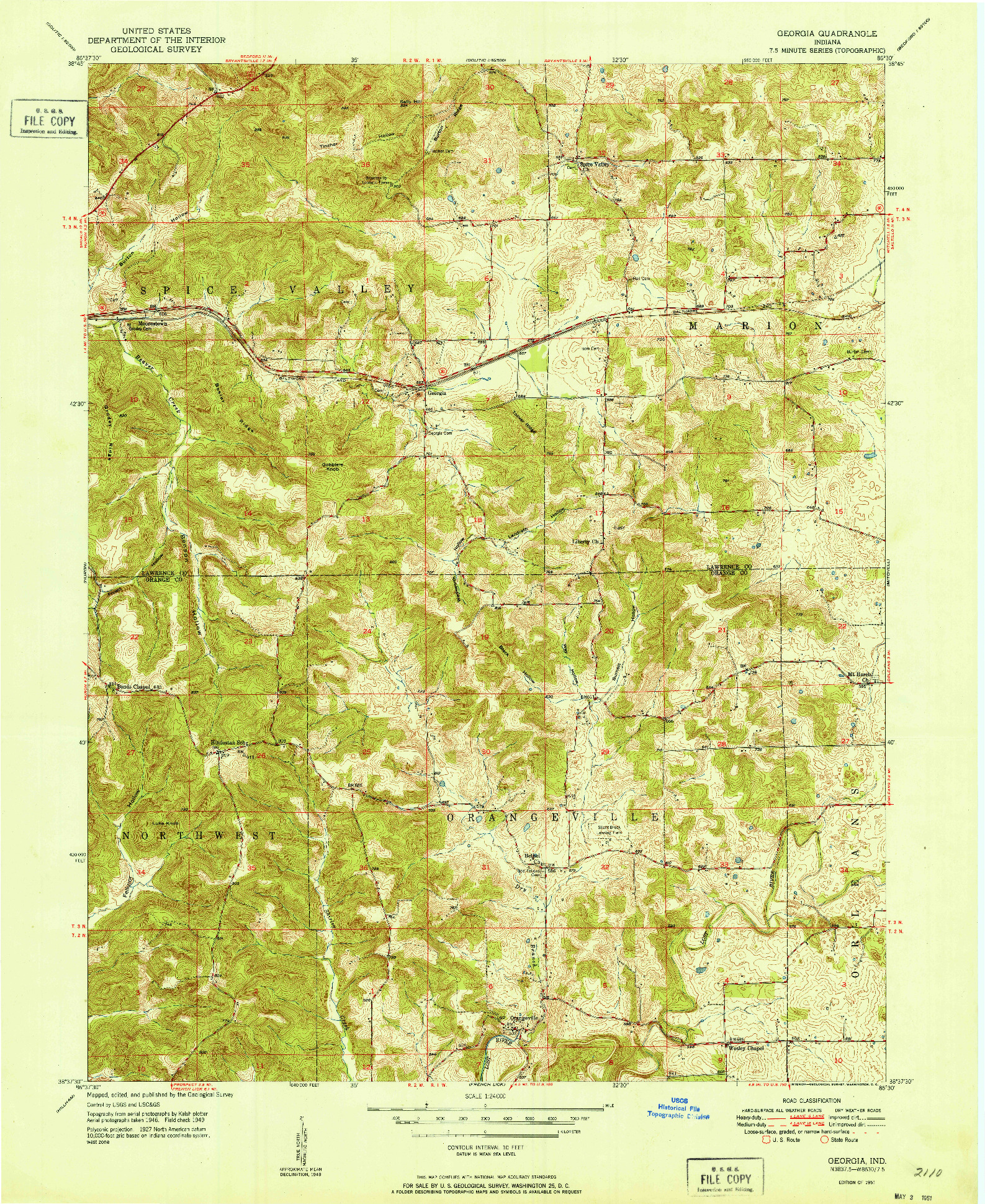 USGS 1:24000-SCALE QUADRANGLE FOR GEORGIA, IN 1951