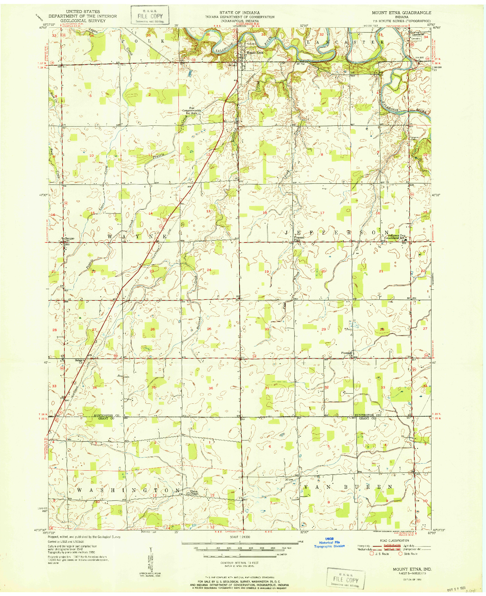 USGS 1:24000-SCALE QUADRANGLE FOR MOUNT ETNA, IN 1951