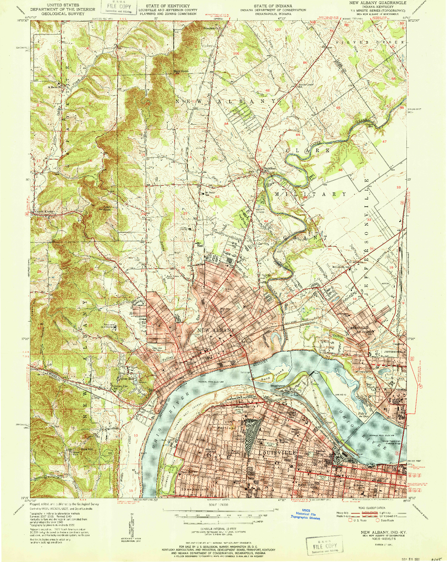 USGS 1:24000-SCALE QUADRANGLE FOR NEW ALBANY, IN 1951
