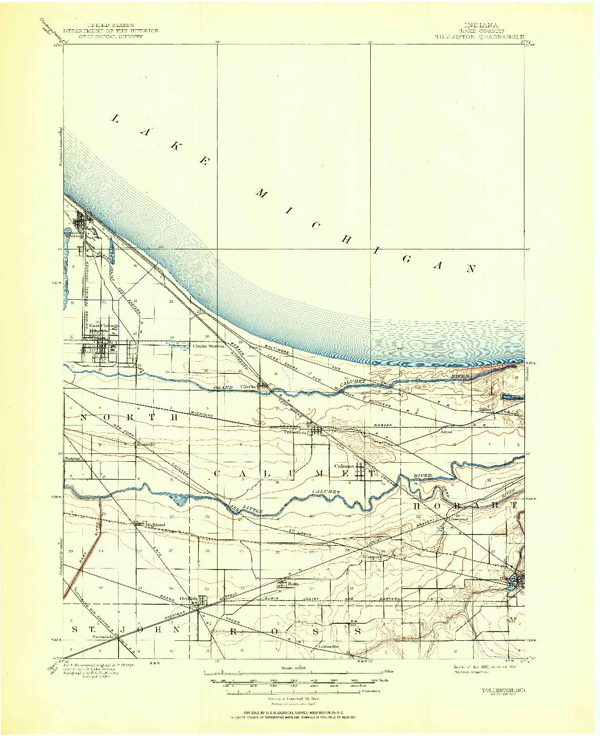 USGS 1:62500-SCALE QUADRANGLE FOR TOLLESTON, IN 1900