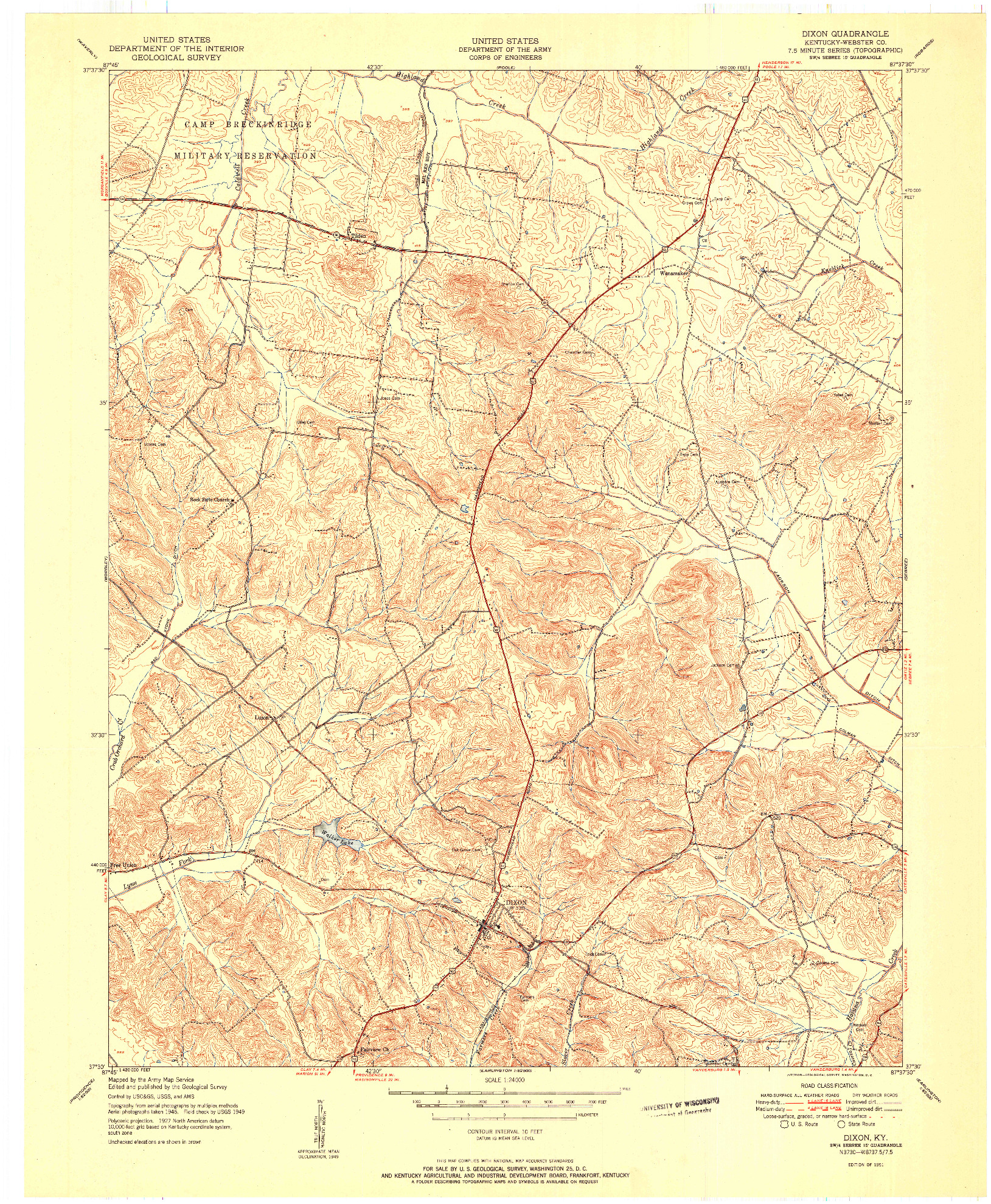 USGS 1:24000-SCALE QUADRANGLE FOR DIXON, KY 1951