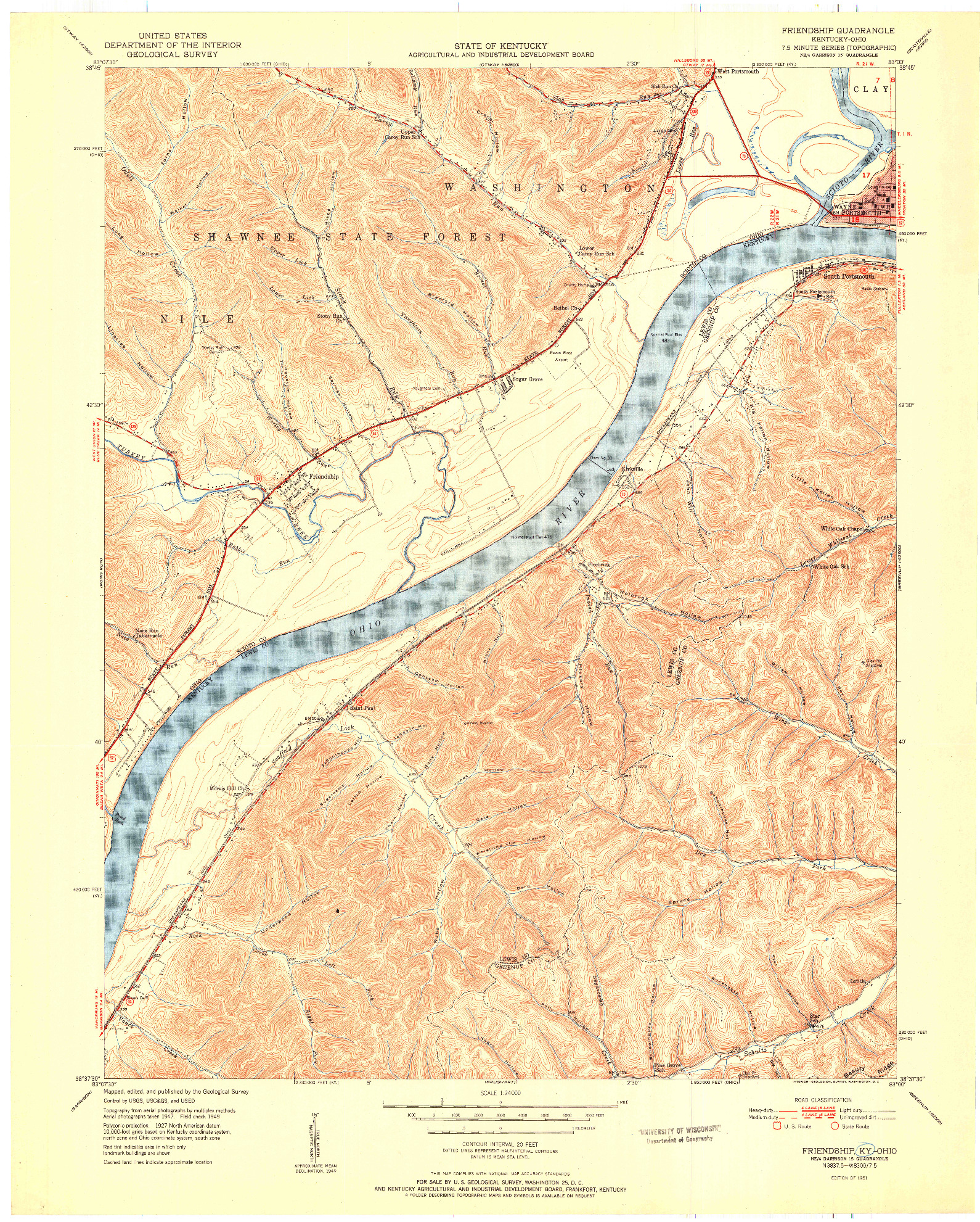 USGS 1:24000-SCALE QUADRANGLE FOR FRIENDSHIP, KY 1951