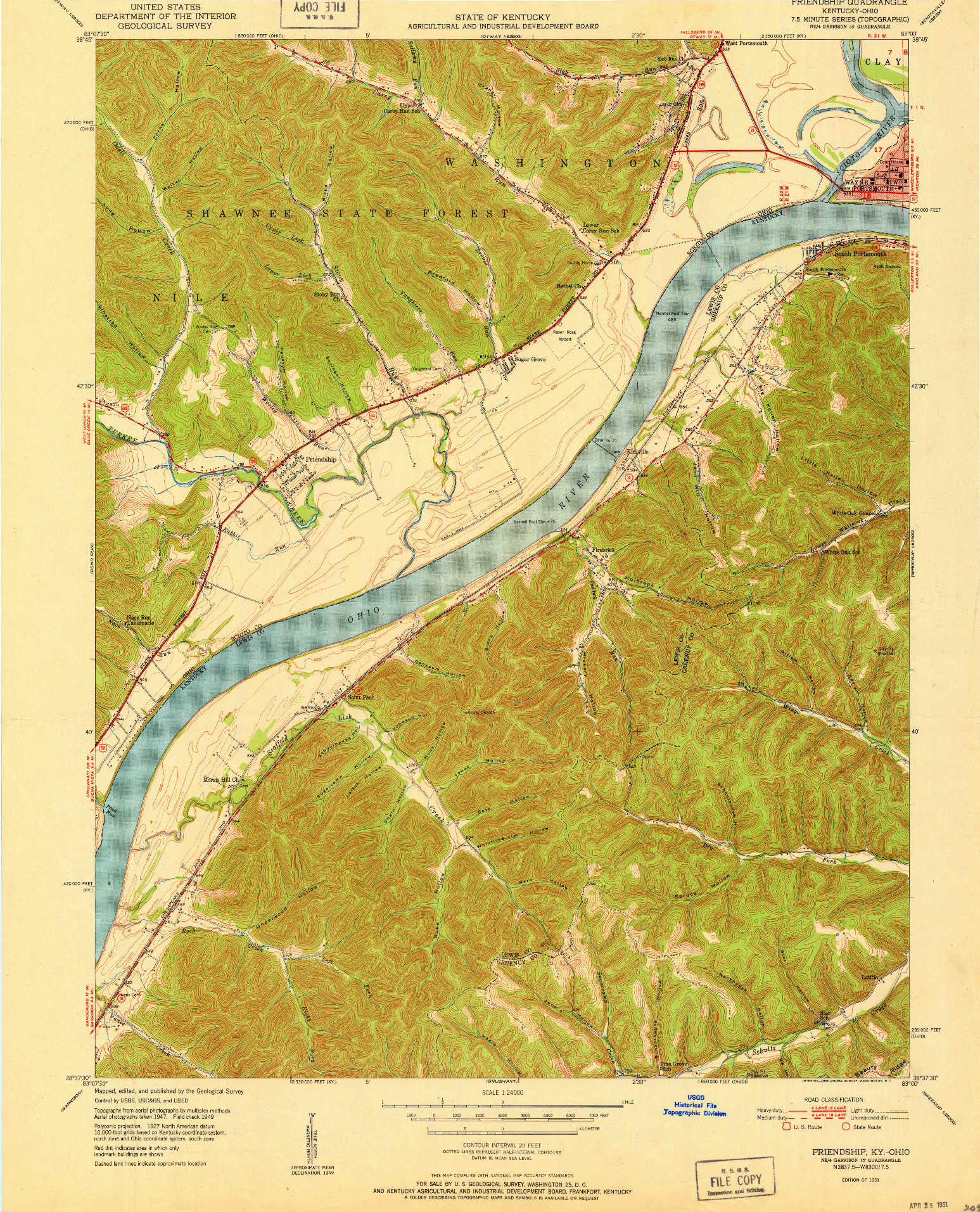 USGS 1:24000-SCALE QUADRANGLE FOR FRIENDSHIP, KY 1951