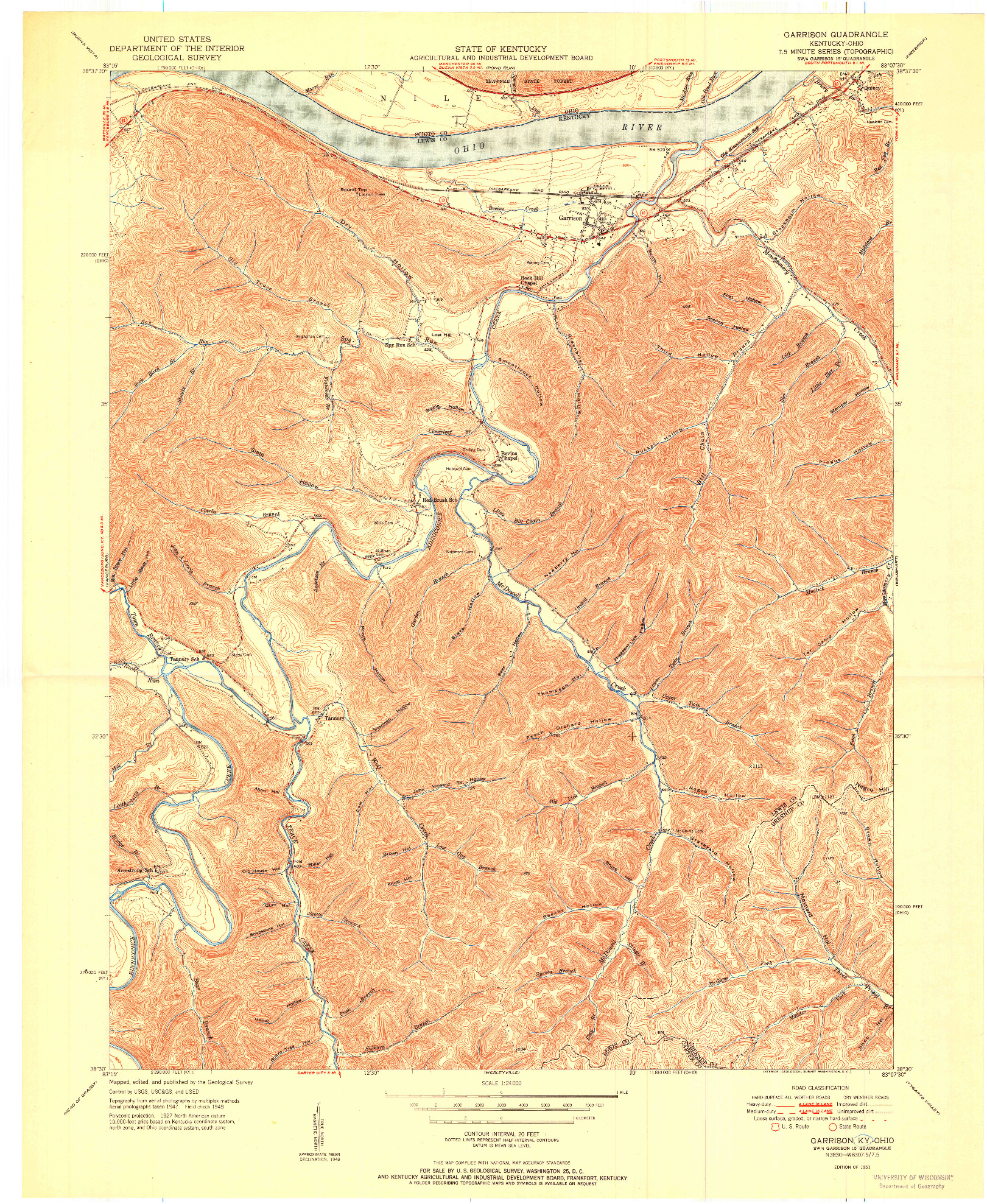 USGS 1:24000-SCALE QUADRANGLE FOR GARRISON, KY 1951
