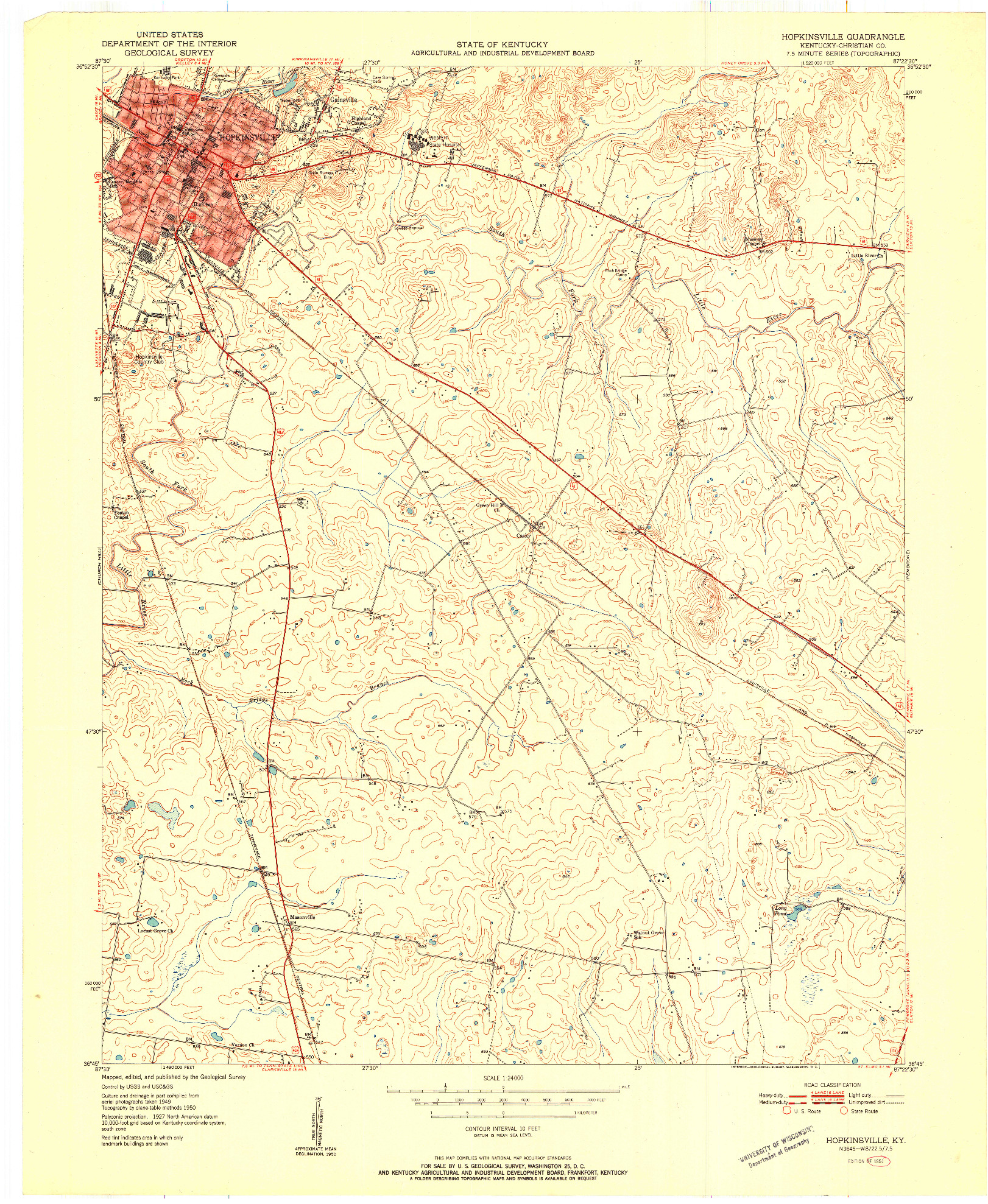 USGS 1:24000-SCALE QUADRANGLE FOR HOPKINSVILLE, KY 1951