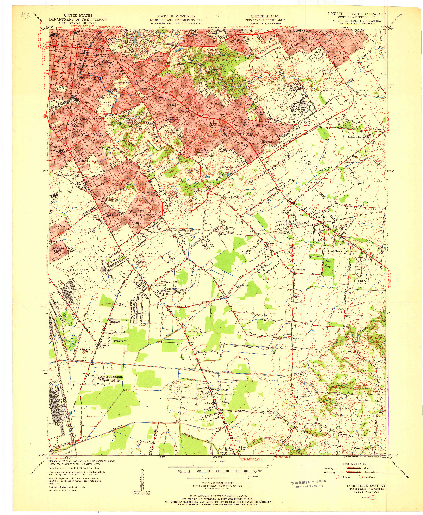 USGS 1:24000-SCALE QUADRANGLE FOR LOUISVILLE EAST, KY 1951