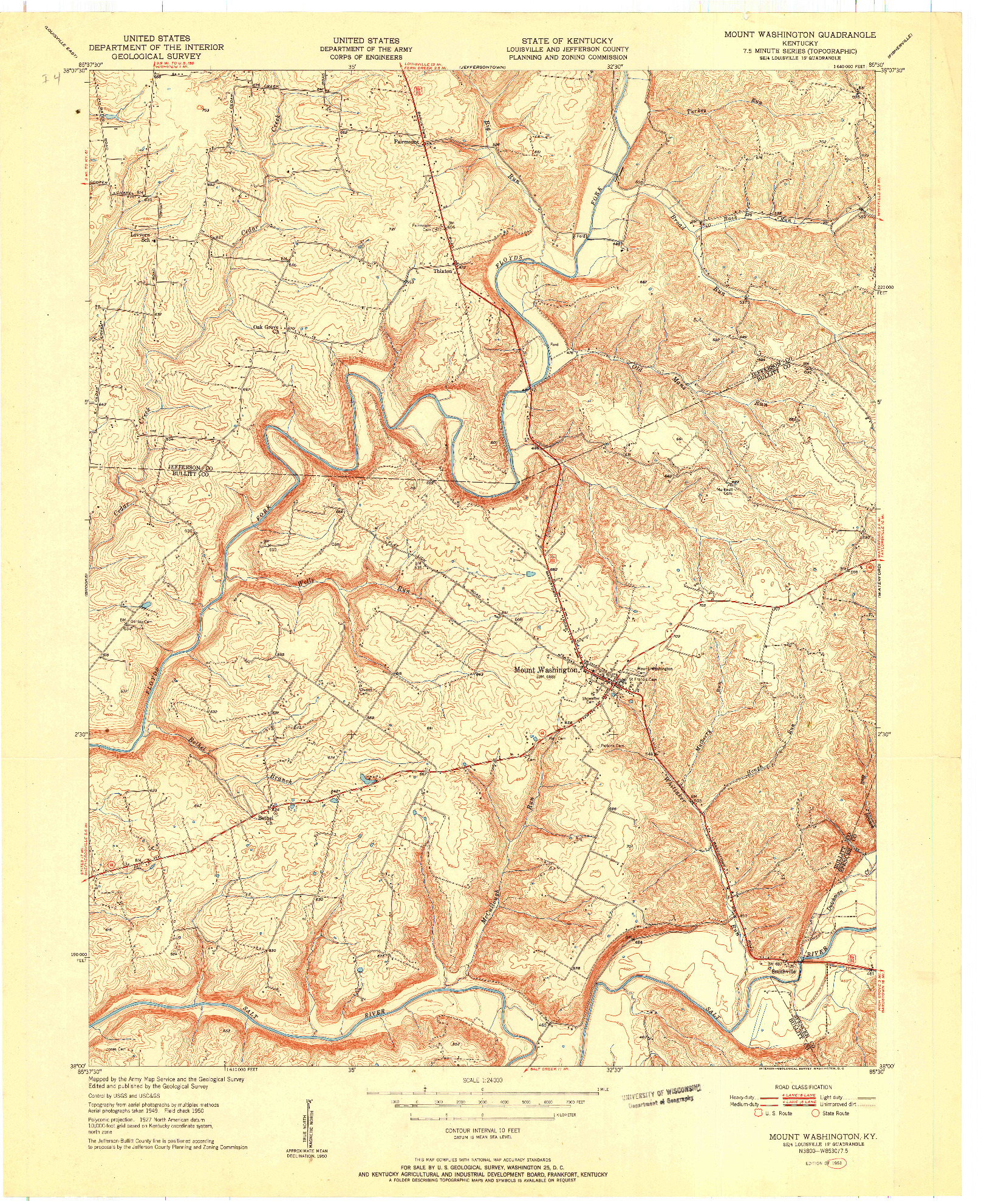 USGS 1:24000-SCALE QUADRANGLE FOR MOUNT WASHINGTON, KY 1951