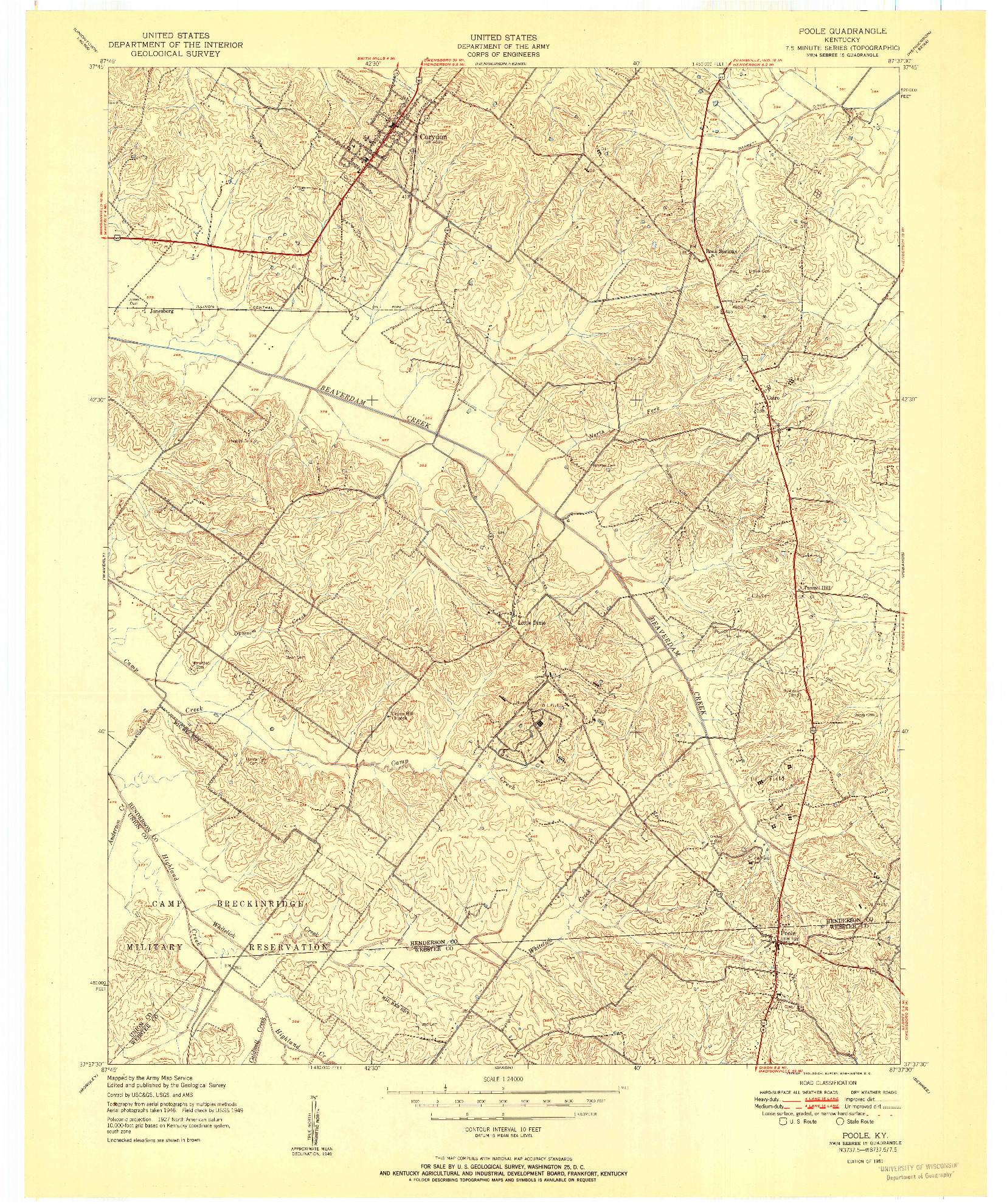 USGS 1:24000-SCALE QUADRANGLE FOR POOLE, KY 1951