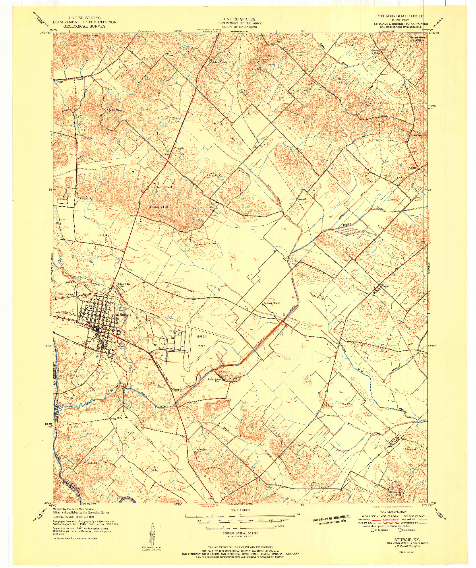 USGS 1:24000-SCALE QUADRANGLE FOR STURGIS, KY 1951