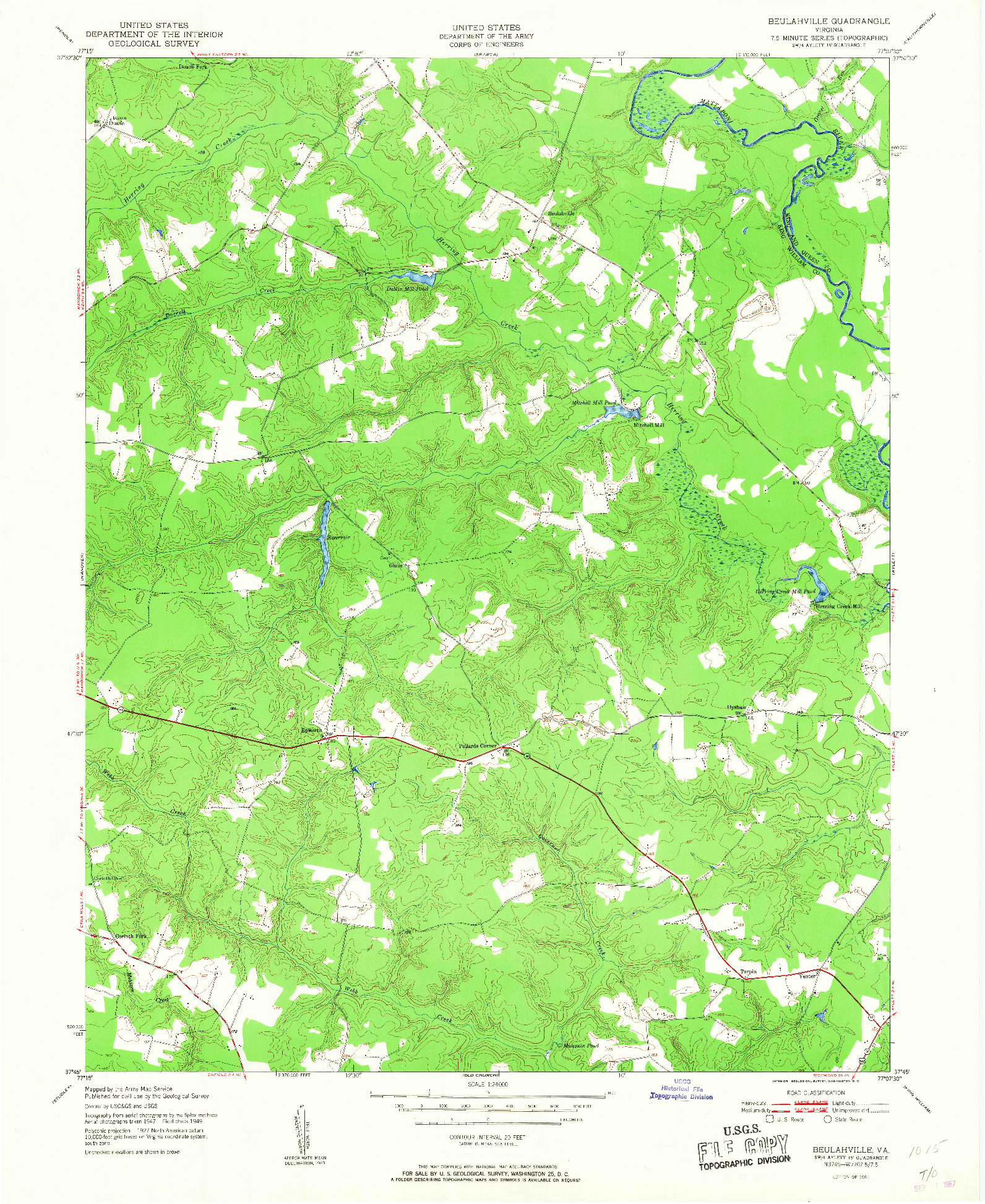 USGS 1:24000-SCALE QUADRANGLE FOR BEULAHVILLE, VA 1951