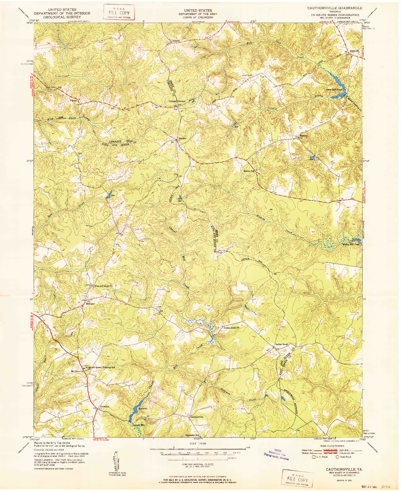 USGS 1:24000-SCALE QUADRANGLE FOR CAUTHORNVILLE, VA 1951