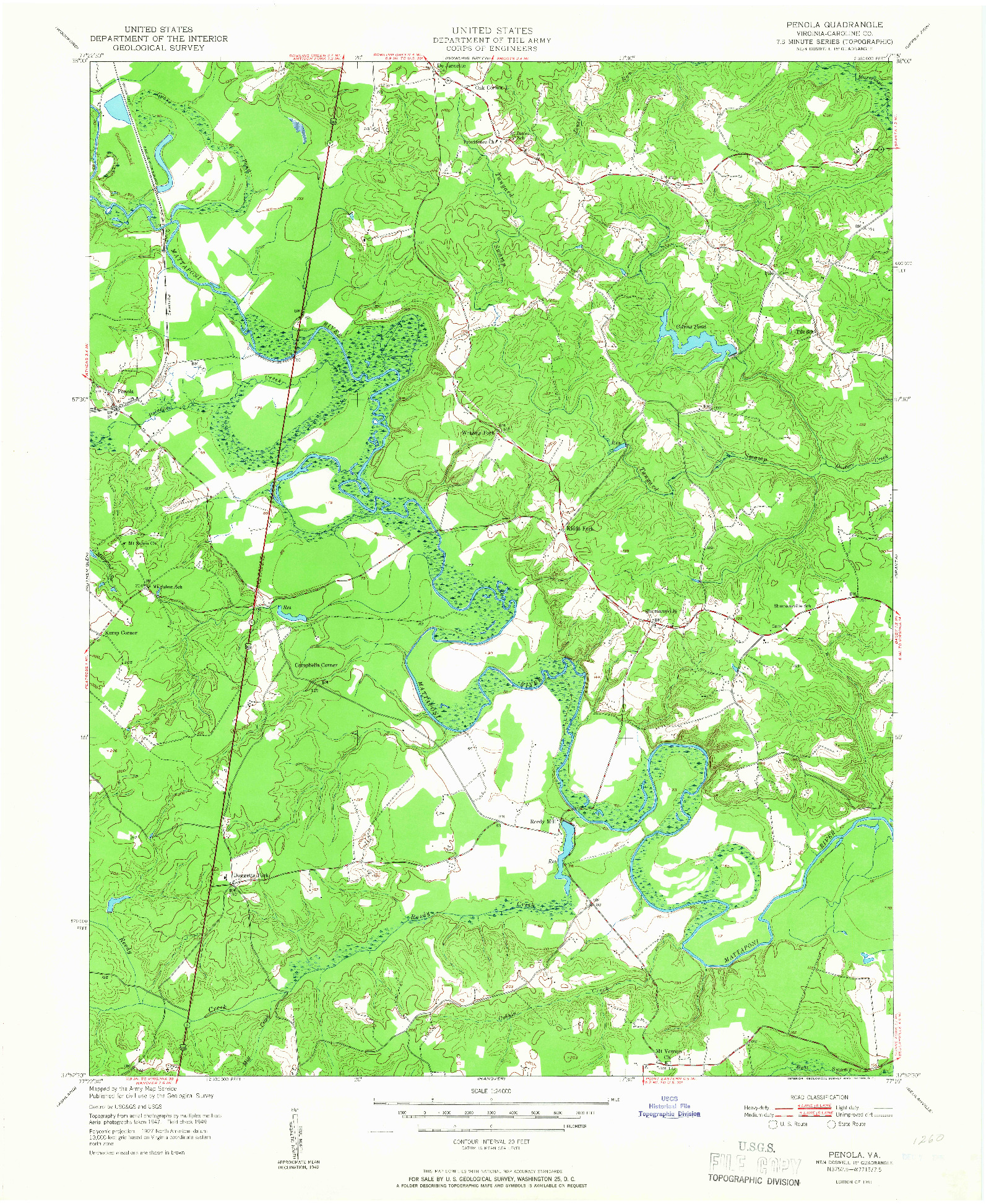 USGS 1:24000-SCALE QUADRANGLE FOR PENOLA, VA 1951