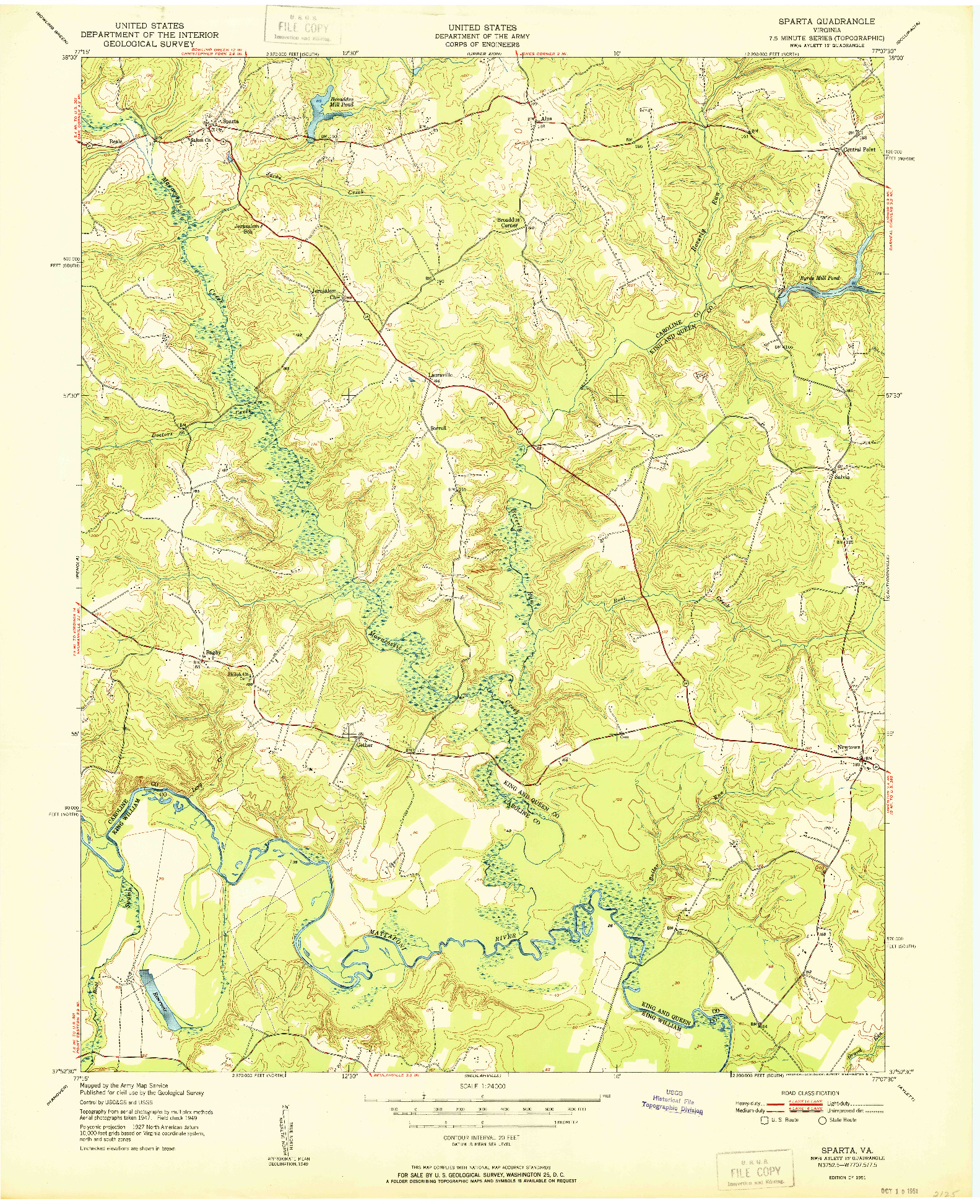 USGS 1:24000-SCALE QUADRANGLE FOR SPARTA, VA 1951