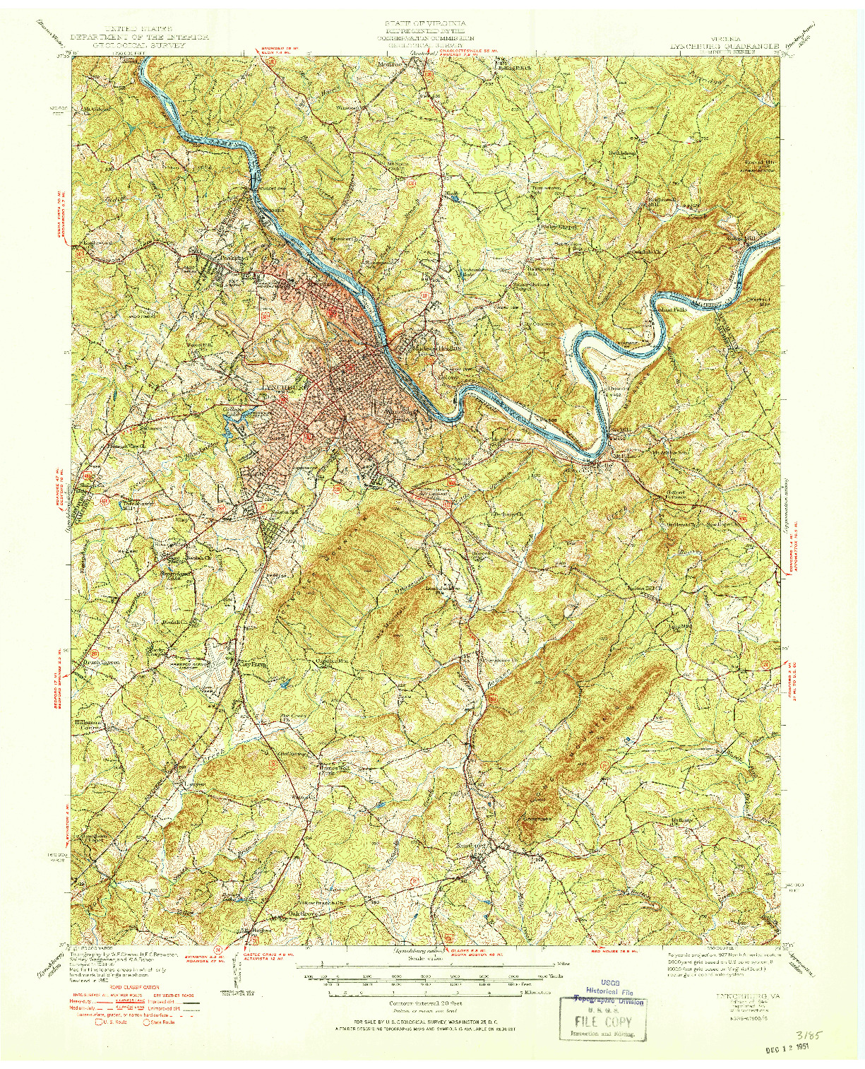 USGS 1:62500-SCALE QUADRANGLE FOR LYNCHBURG, VA 1944
