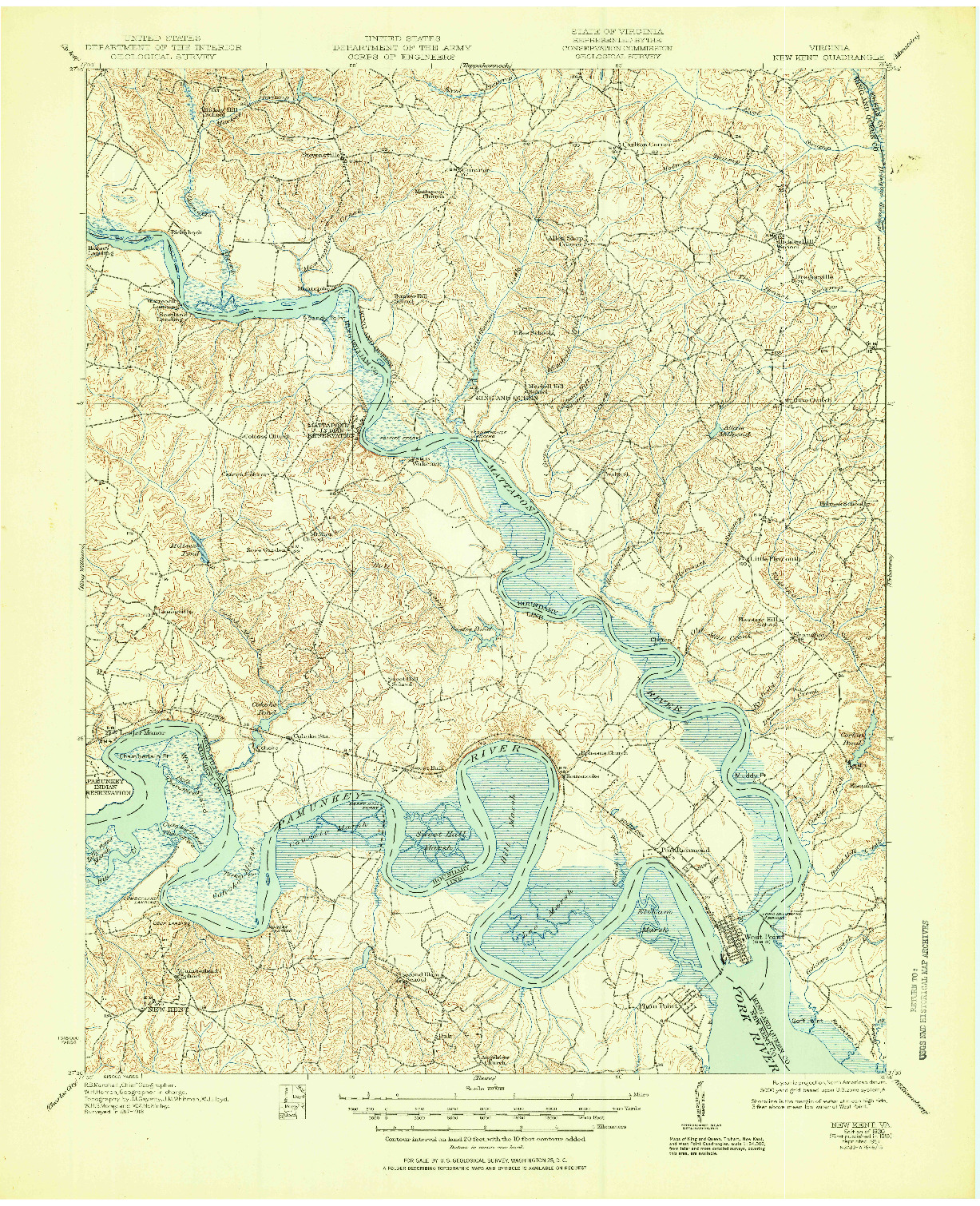 USGS 1:62500-SCALE QUADRANGLE FOR NEW KENT, VA 1919