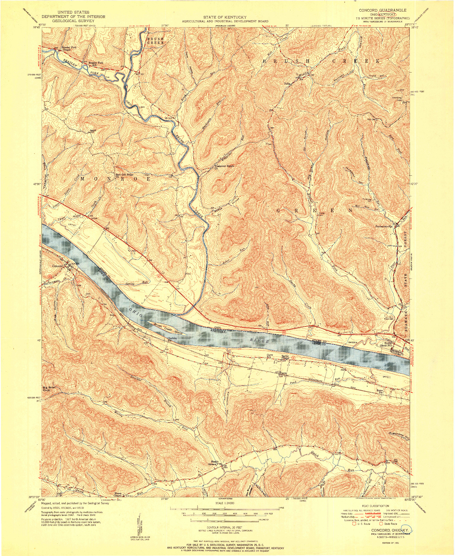 USGS 1:24000-SCALE QUADRANGLE FOR CONCORD, OH 1951
