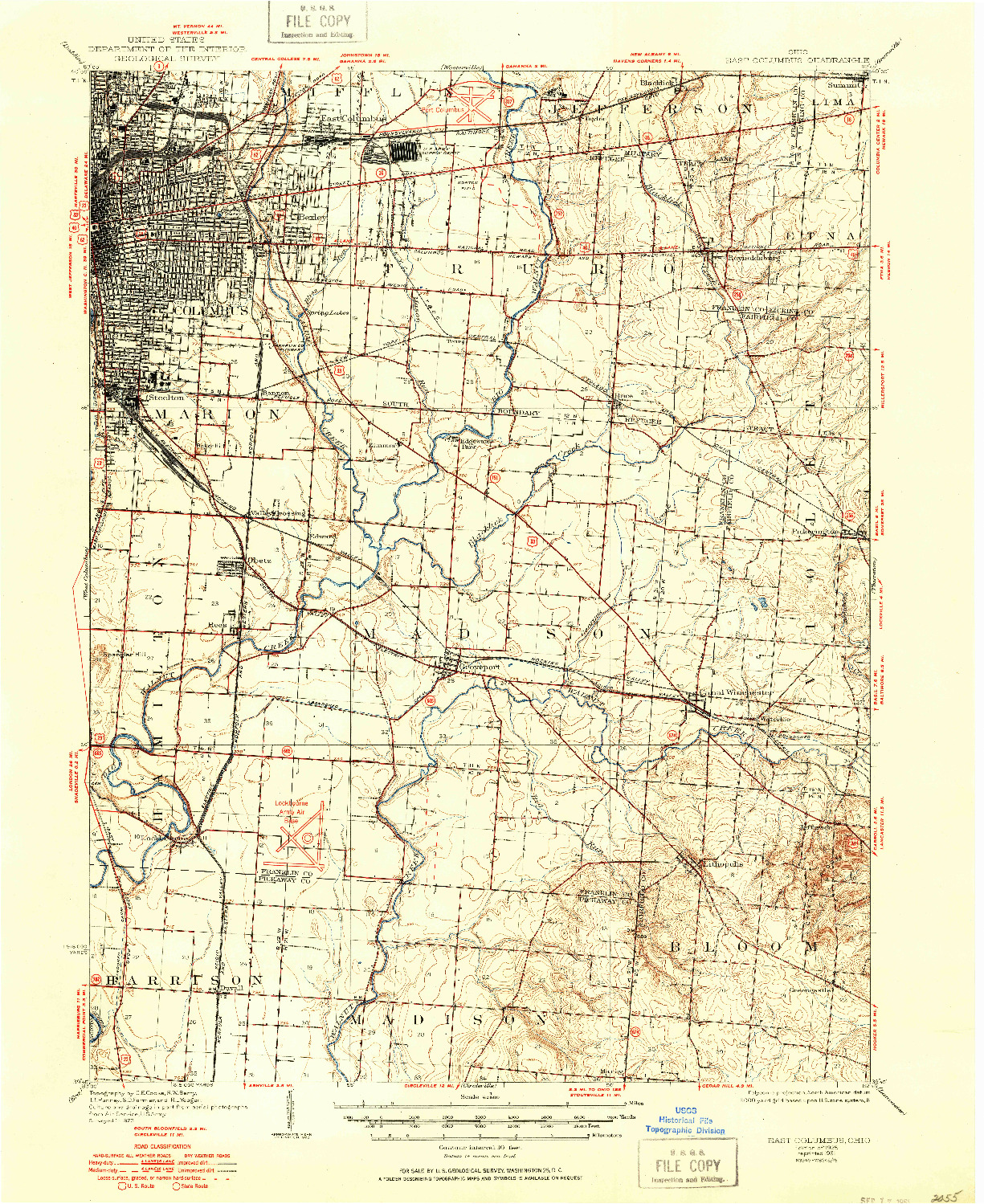 USGS 1:62500-SCALE QUADRANGLE FOR EAST COLUMBUS, OH 1925