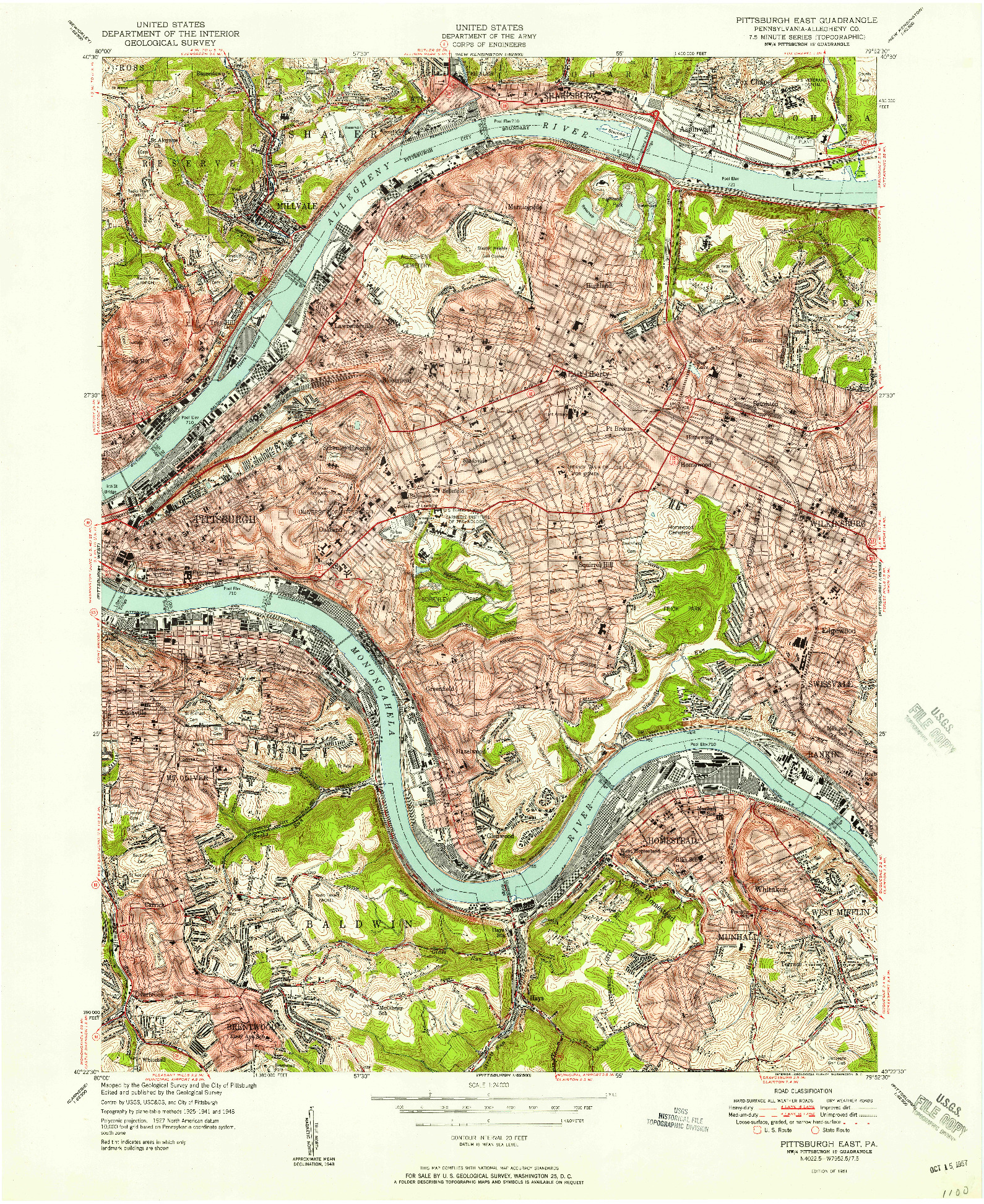 USGS 1:24000-SCALE QUADRANGLE FOR PITTSBURGH EAST, PA 1951