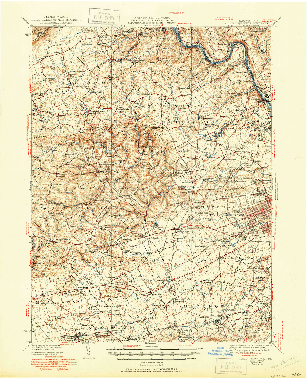 USGS 1:62500-SCALE QUADRANGLE FOR ALLENTOWN WEST, PA 1942