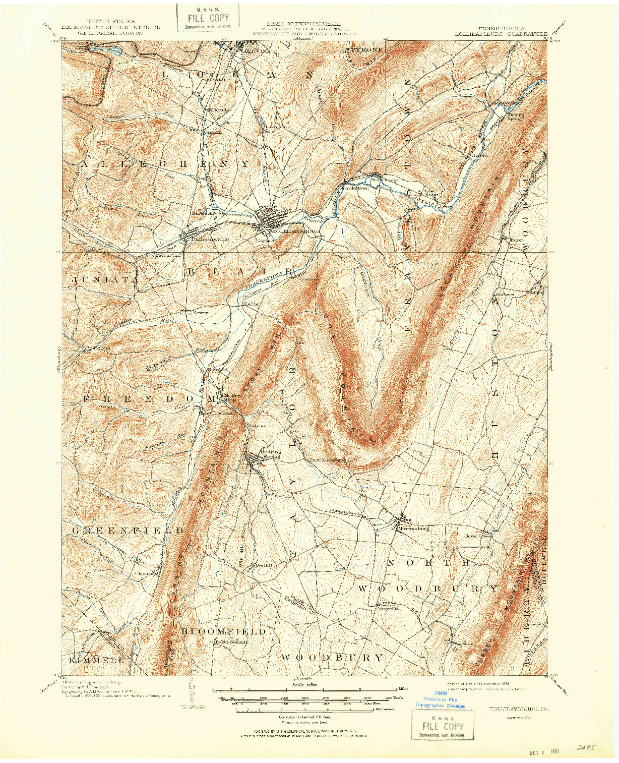 USGS 1:62500-SCALE QUADRANGLE FOR HOLLIDAYSBURG, PA 1903