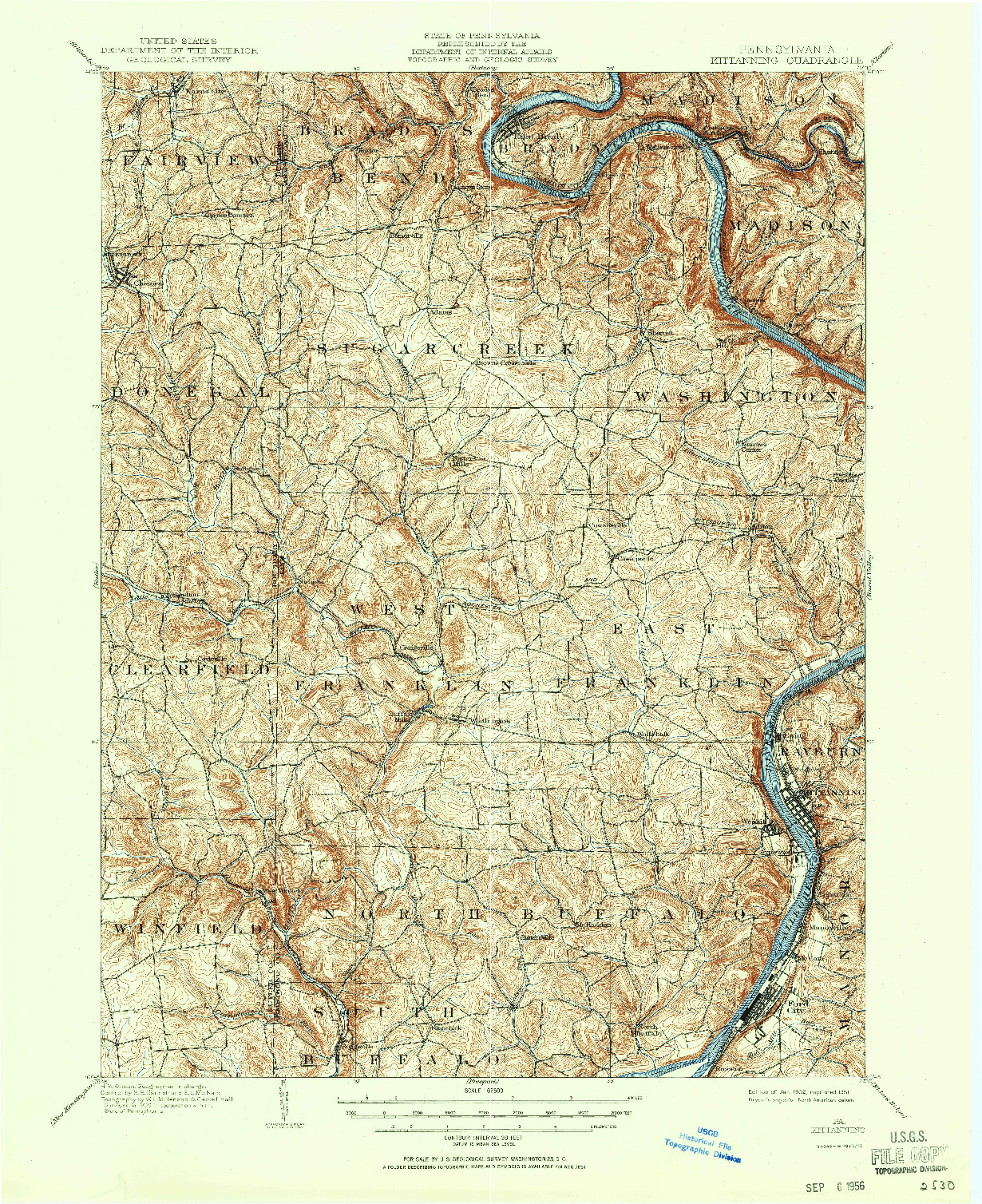 USGS 1:62500-SCALE QUADRANGLE FOR KITTANNING, PA 1902