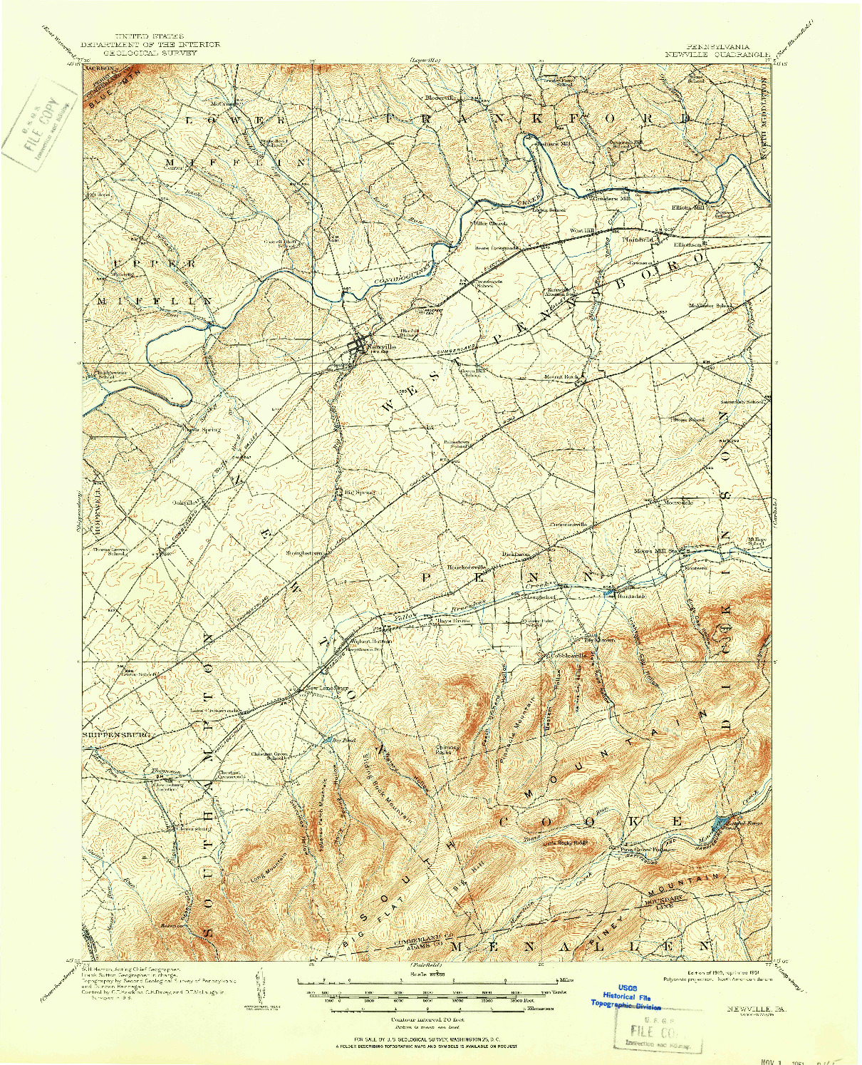 USGS 1:62500-SCALE QUADRANGLE FOR NEWVILLE, PA 1919