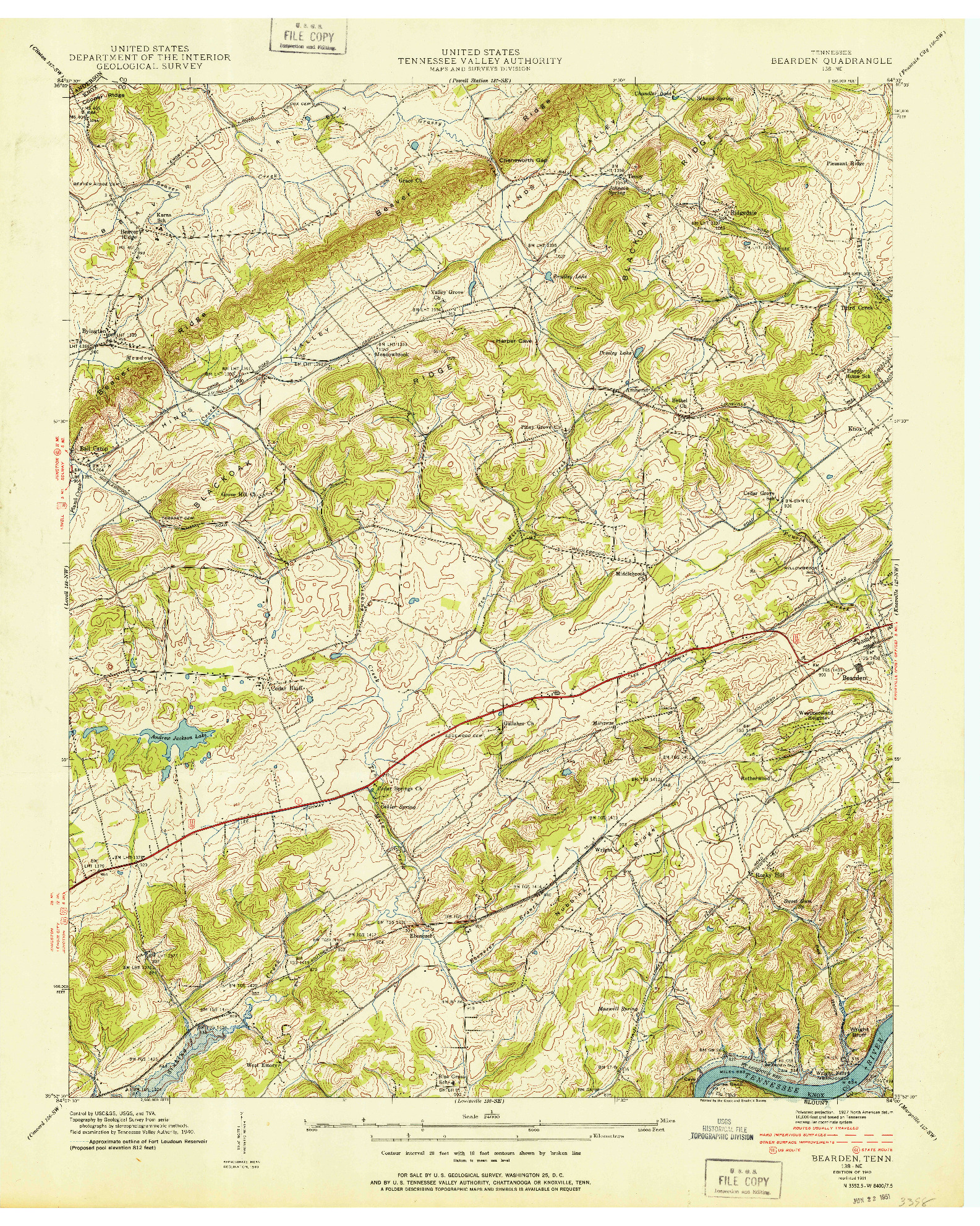 USGS 1:24000-SCALE QUADRANGLE FOR BEARDEN, TN 1940