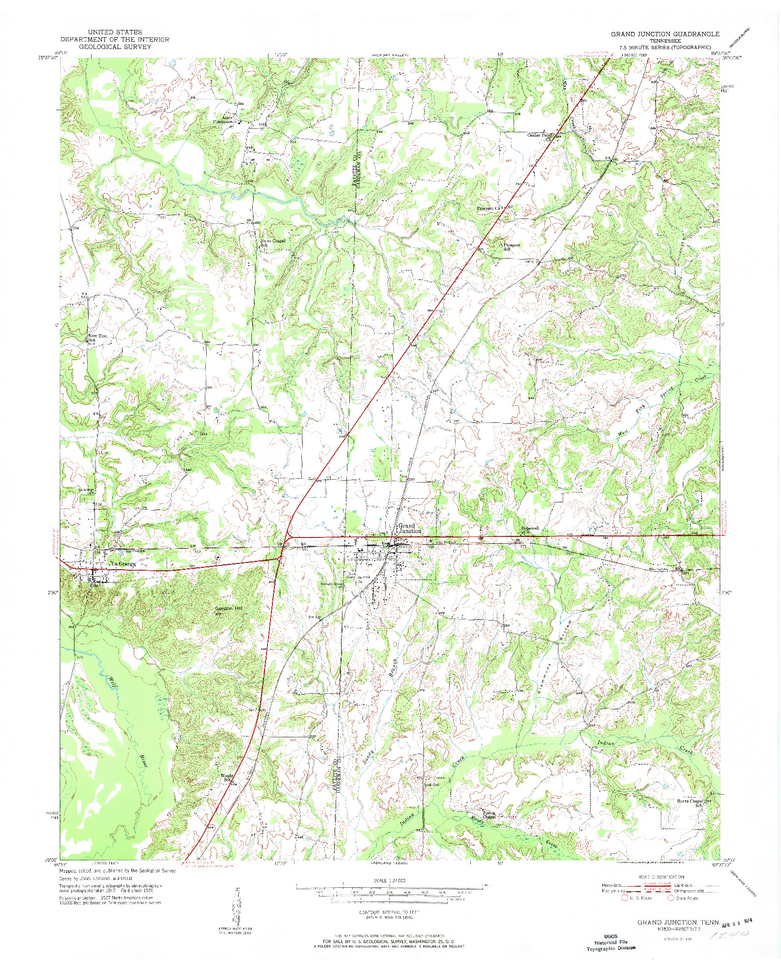 USGS 1:24000-SCALE QUADRANGLE FOR GRAND JUNCTION, TN 1951