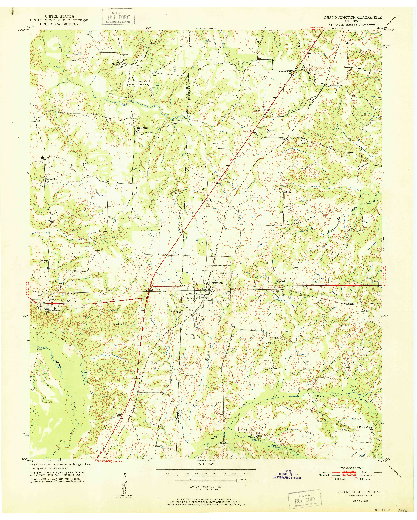 USGS 1:24000-SCALE QUADRANGLE FOR GRAND JUNCTION, TN 1951