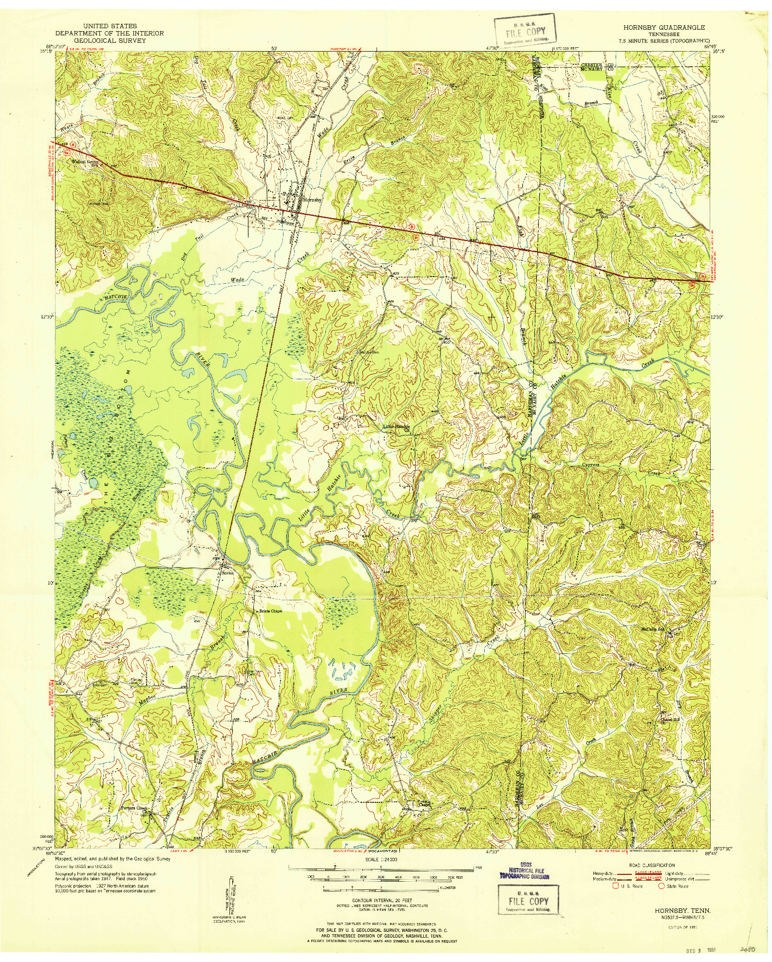 USGS 1:24000-SCALE QUADRANGLE FOR HORNSBY, TN 1951