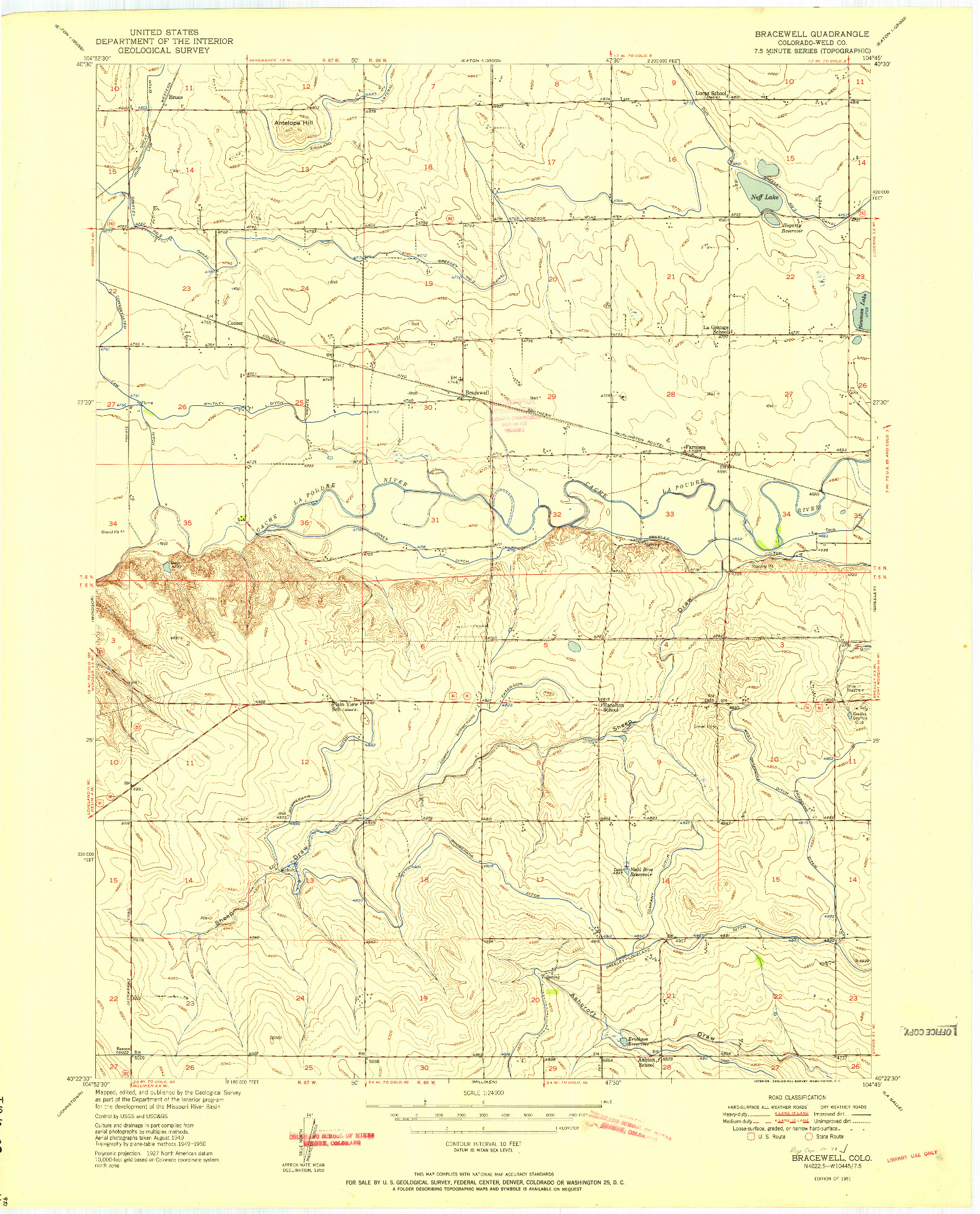 USGS 1:24000-SCALE QUADRANGLE FOR BRACEWELL, CO 1951