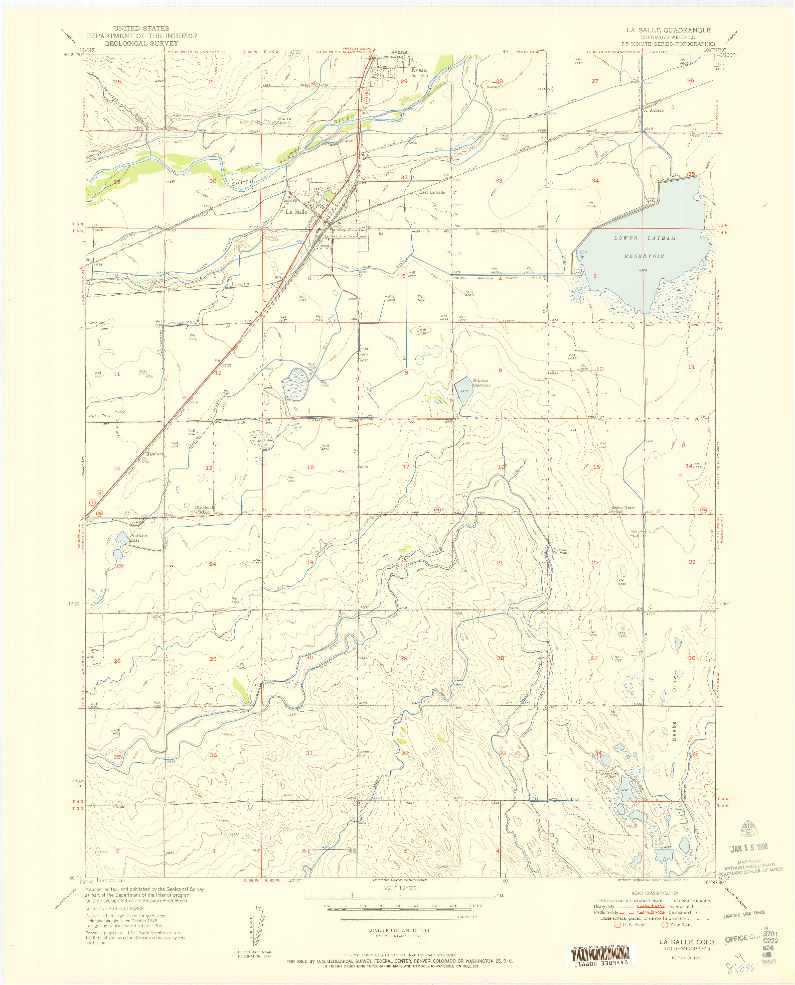 USGS 1:24000-SCALE QUADRANGLE FOR LA SALLE, CO 1951