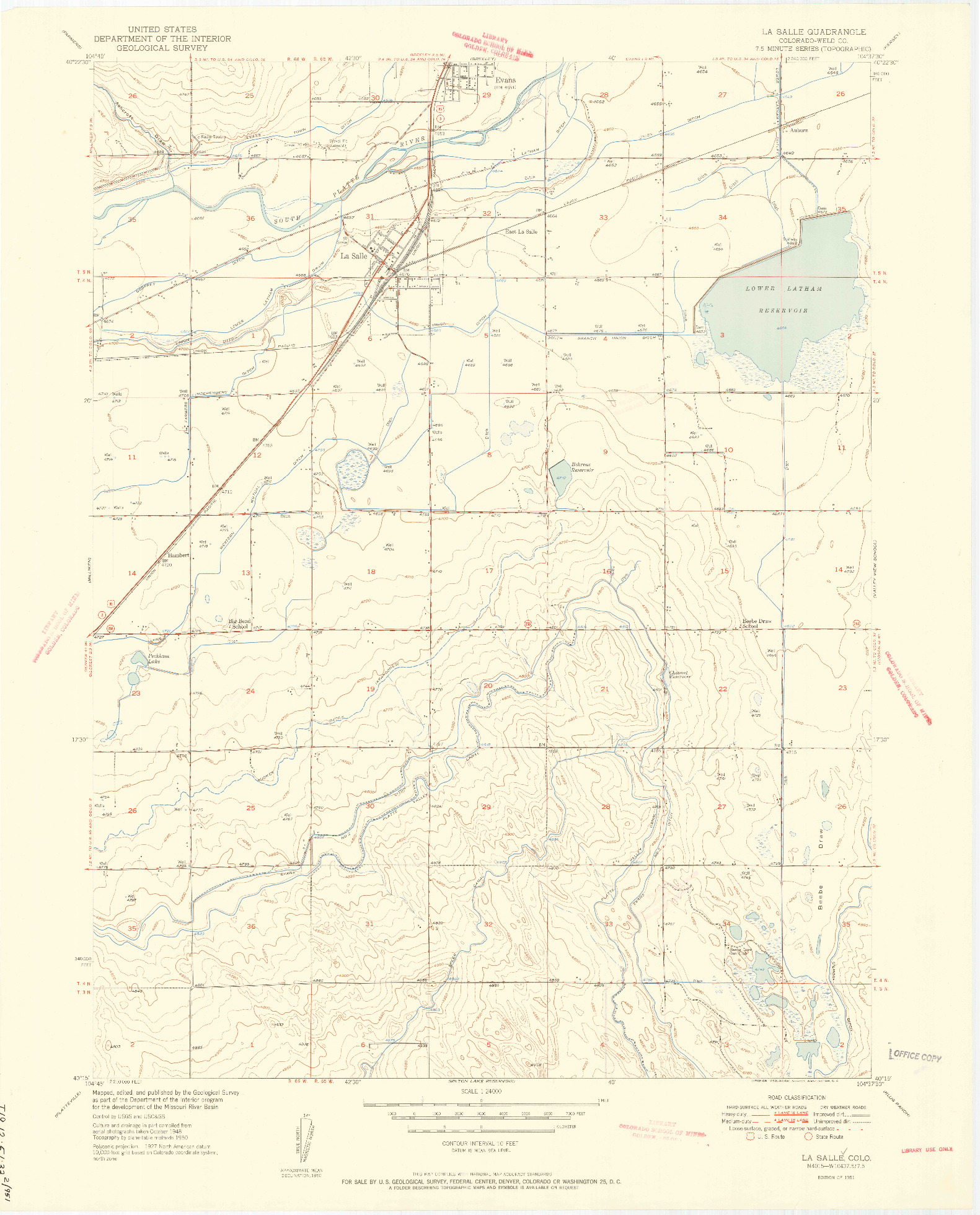 USGS 1:24000-SCALE QUADRANGLE FOR LA SALLE, CO 1951