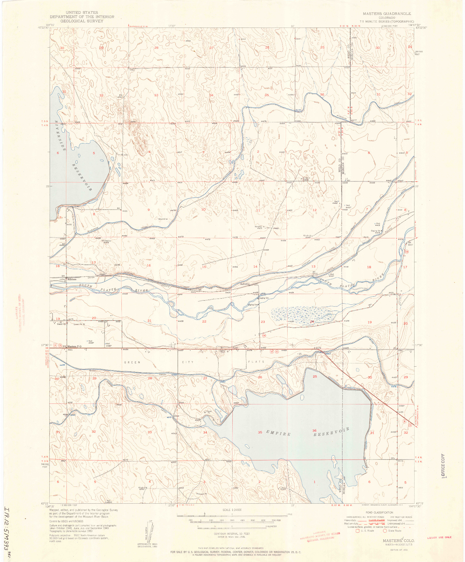 USGS 1:24000-SCALE QUADRANGLE FOR MASTERS, CO 1951