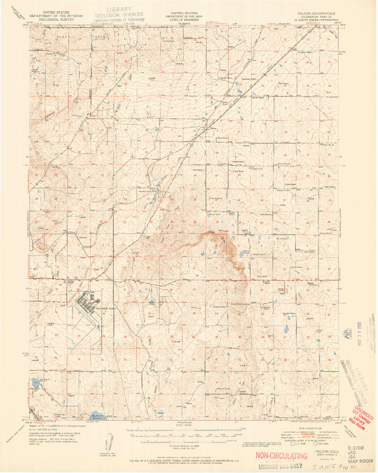 USGS 1:62500-SCALE QUADRANGLE FOR FALCON, CO 1951