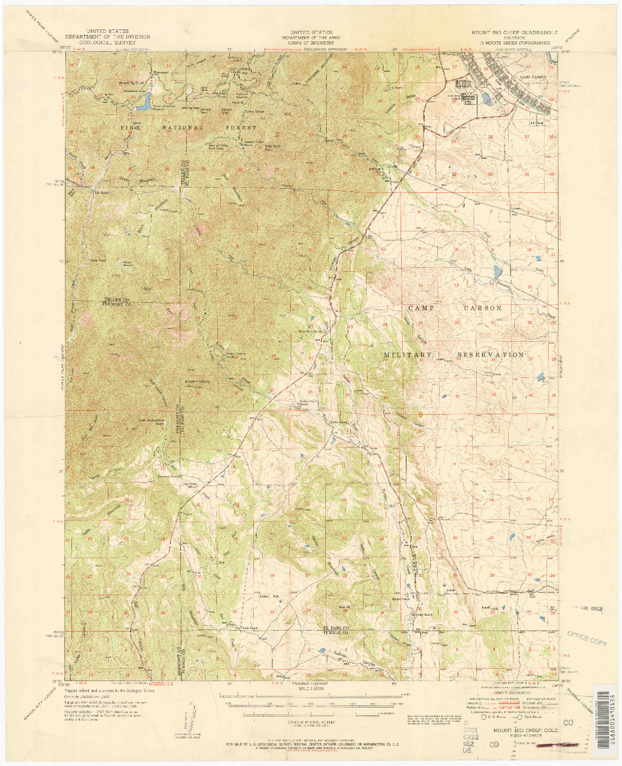 USGS 1:62500-SCALE QUADRANGLE FOR MOUNT BIG CHIEF, CO 1951