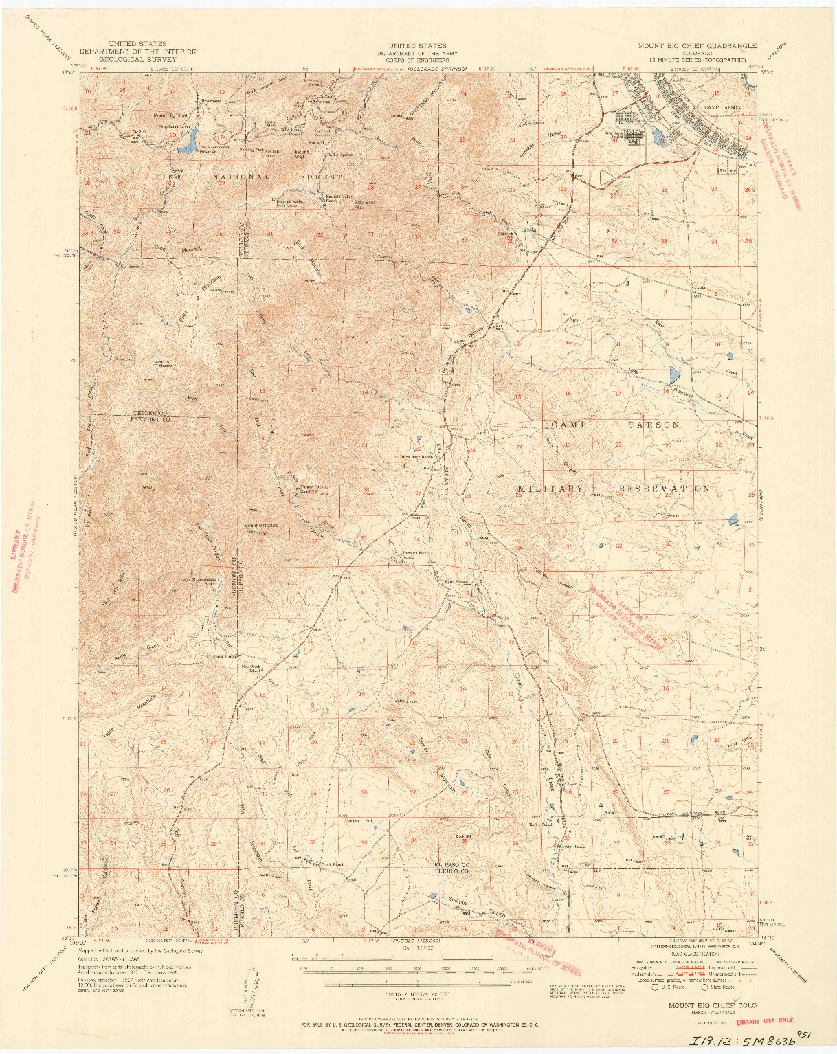USGS 1:62500-SCALE QUADRANGLE FOR MOUNT BIG CHIEF, CO 1951