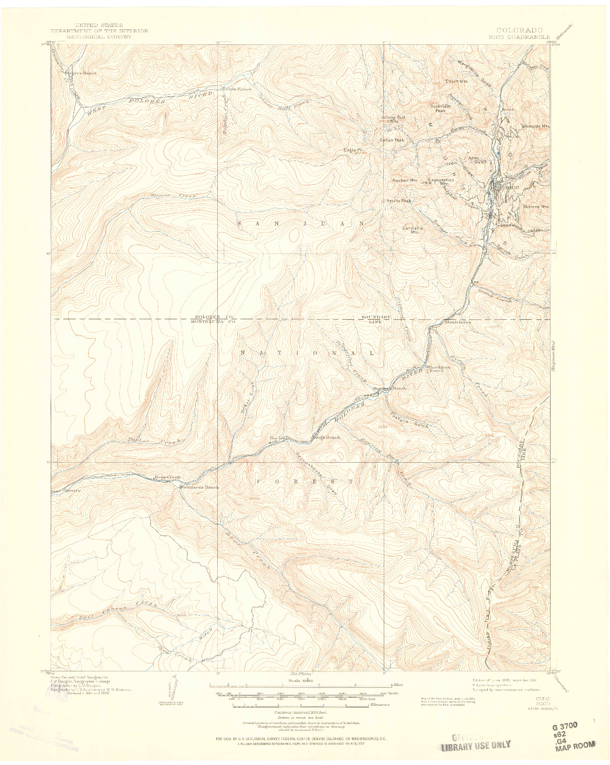 USGS 1:62500-SCALE QUADRANGLE FOR RICO, CO 1899