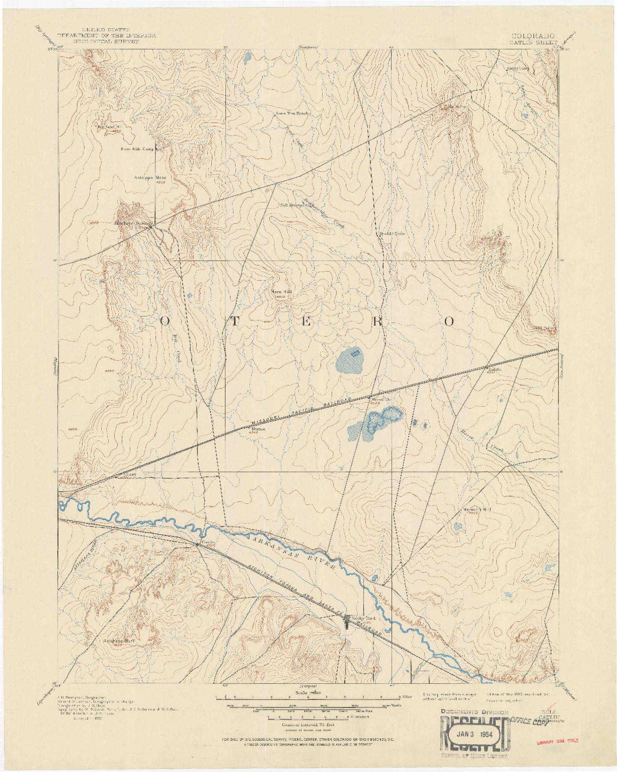 USGS 1:125000-SCALE QUADRANGLE FOR CATLIN, CO 1893