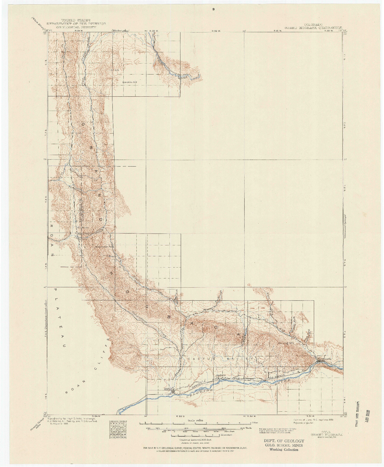 USGS 1:125000-SCALE QUADRANGLE FOR GRAND HOGBACK, CO 1910