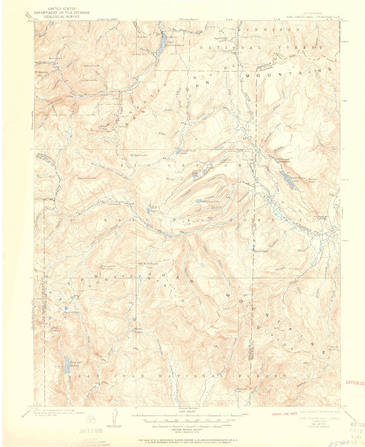 USGS 1:125000-SCALE QUADRANGLE FOR SAN CRISTOBAL, CO 1907