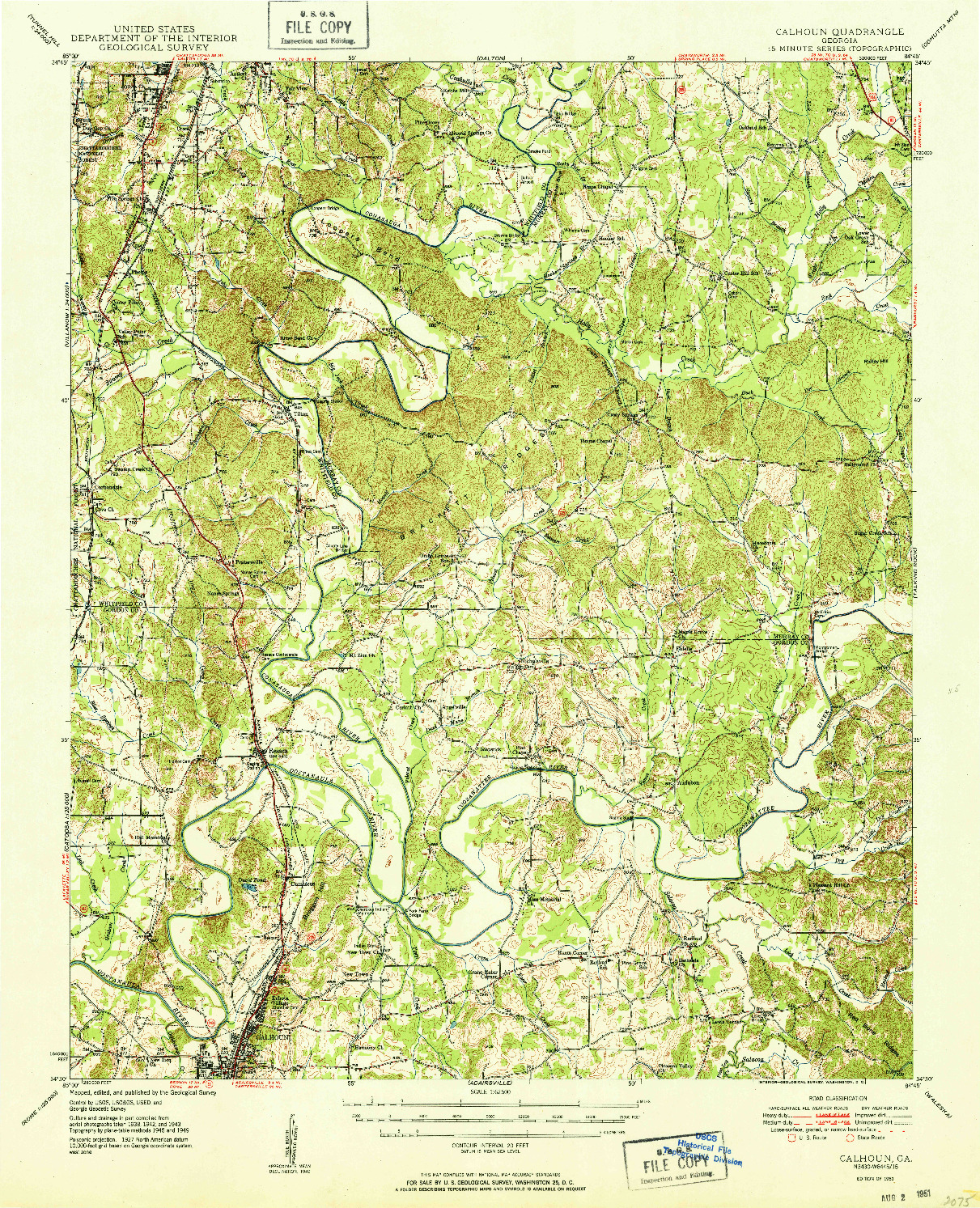 USGS 1:62500-SCALE QUADRANGLE FOR CALHOUN, GA 1951