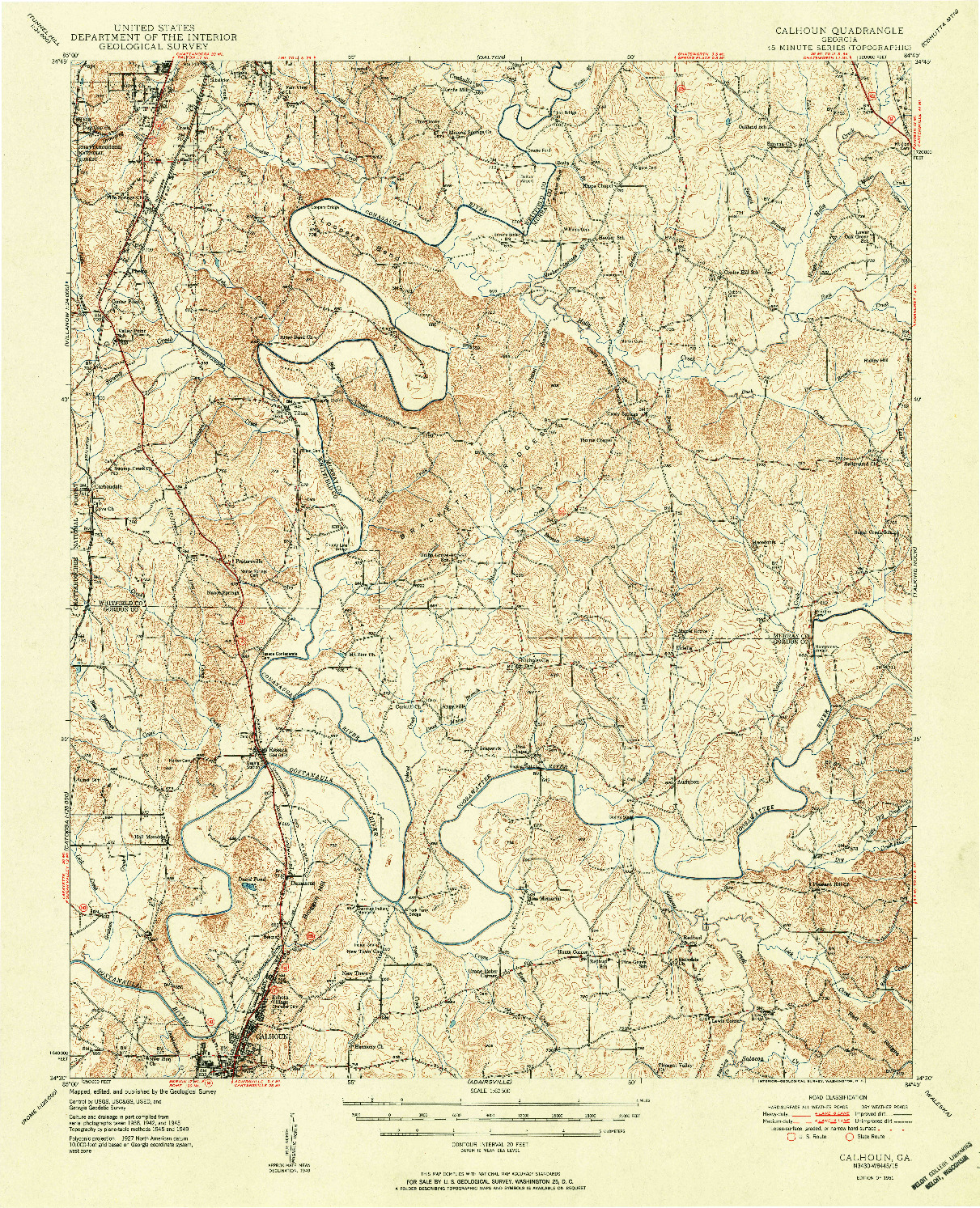 USGS 1:62500-SCALE QUADRANGLE FOR CALHOUN, GA 1951
