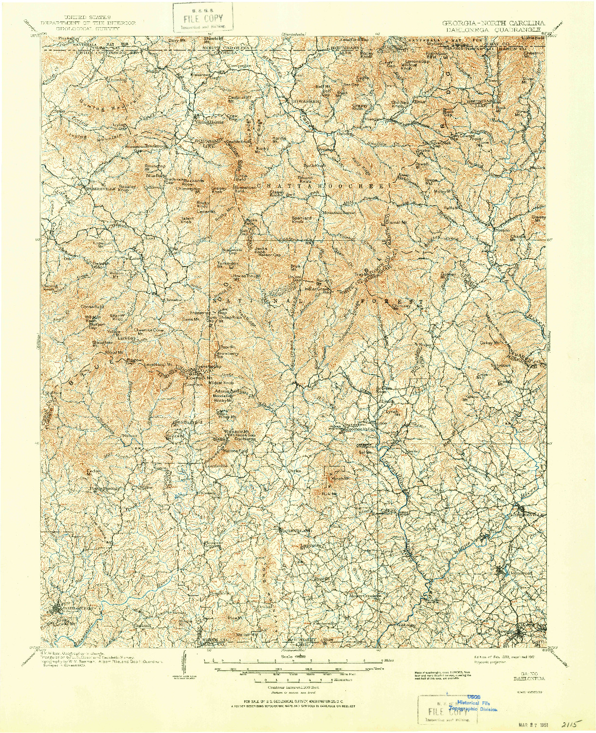 USGS 1:125000-SCALE QUADRANGLE FOR DAHLONEGA, GA 1903