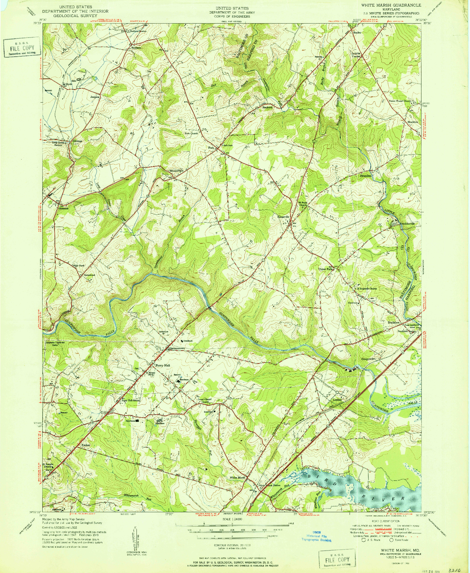 USGS 1:24000-SCALE QUADRANGLE FOR WHITE MARSH, MD 1951